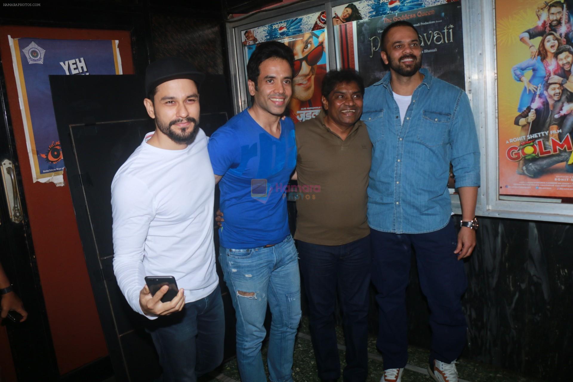 Tusshar Kapoor, Kunal Khemu, Johnny Lever, Rohit Shetty with Golmaal Again Team Visit Gaiety Cinema on 22nd Oct 2017