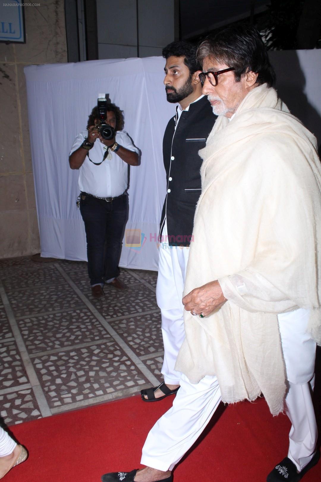 Amitabh Bachchan, Abhishek Bachchan at prayer meeting of Ram Mukherjee on 25th Oct 2017