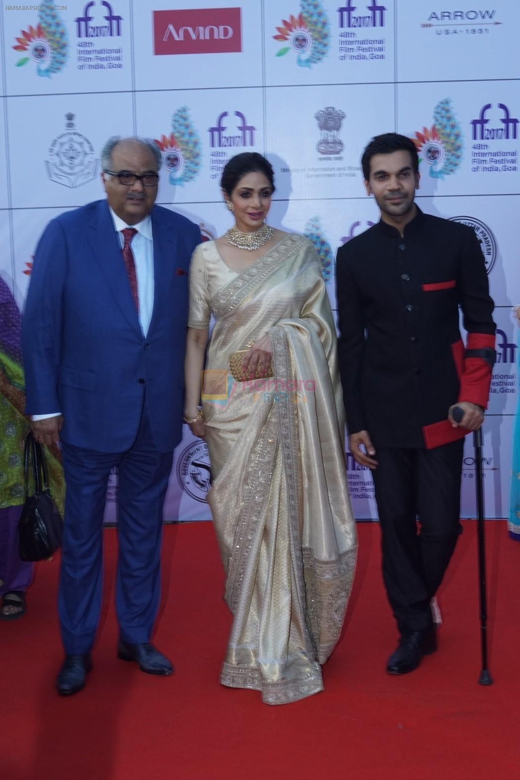 Sridevi, Boney Kapoor, Rajkummar Rao at IFFI 2017 Opening Ceremony on 20th Nov 2017