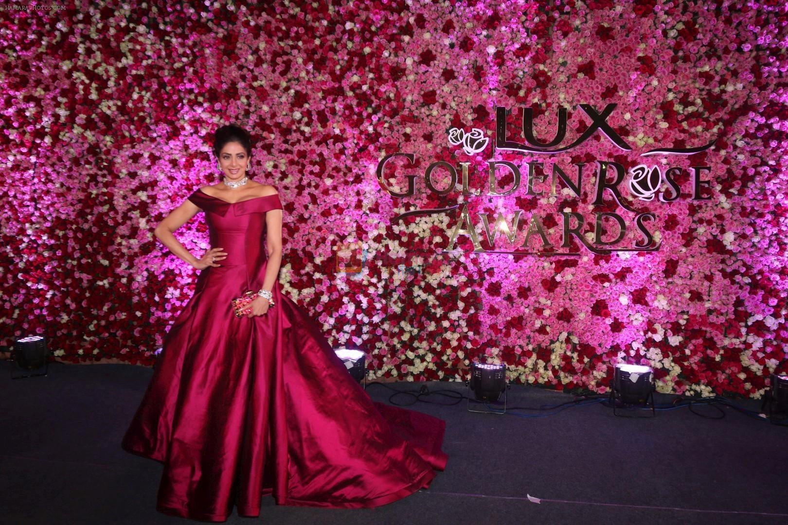 Sridevi at the Red Carpet Of Lux Golden Rose Awards 2017 on 10th Dec 2017