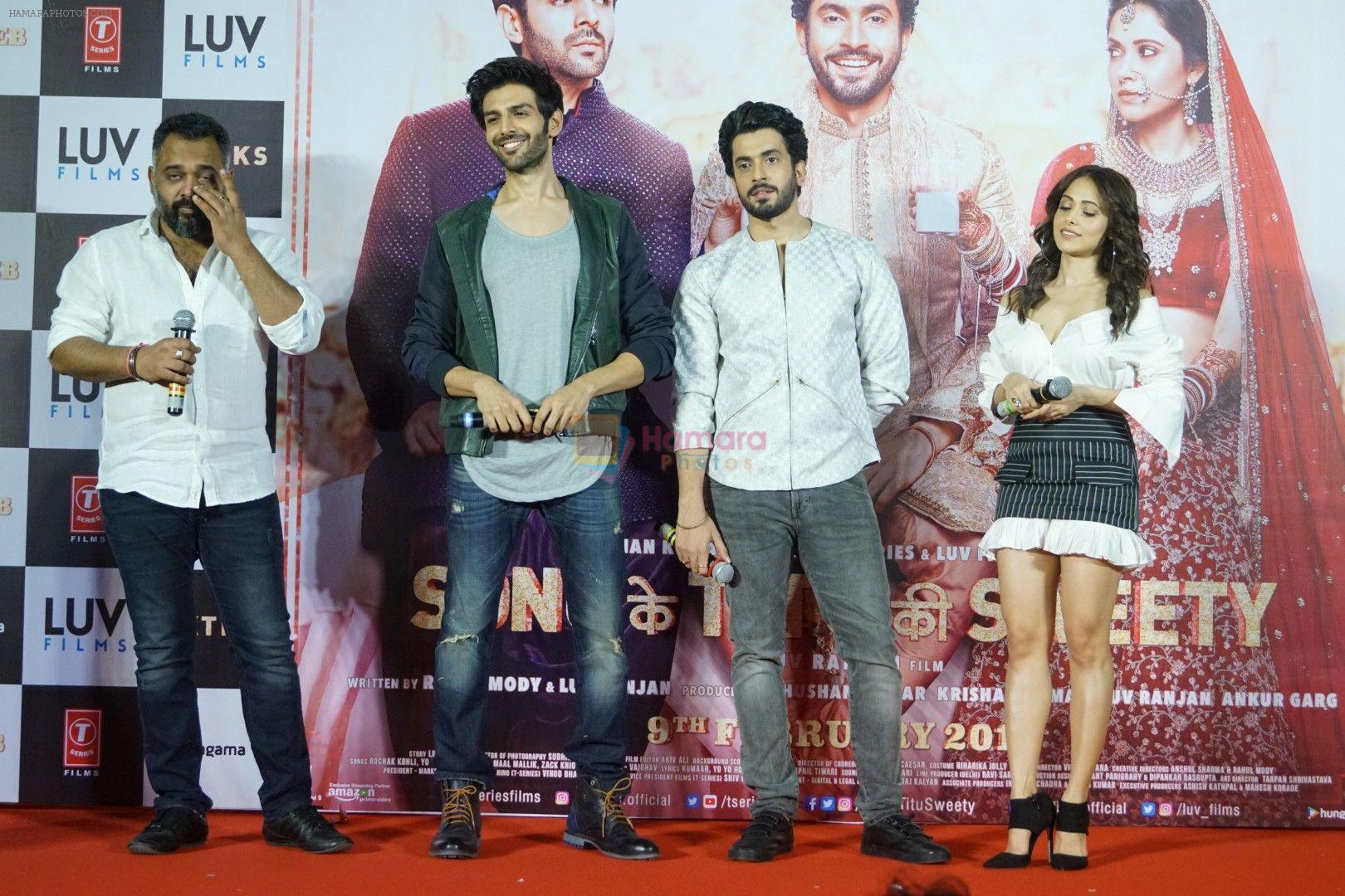 Kartik Aaryan, Nushrat Bharucha, Sunny Singh Nijjar,  Luv Ranjan at the Trailer Launch Of Film Sonu ke Tittu Ki Sweety on 21st Dec 2017