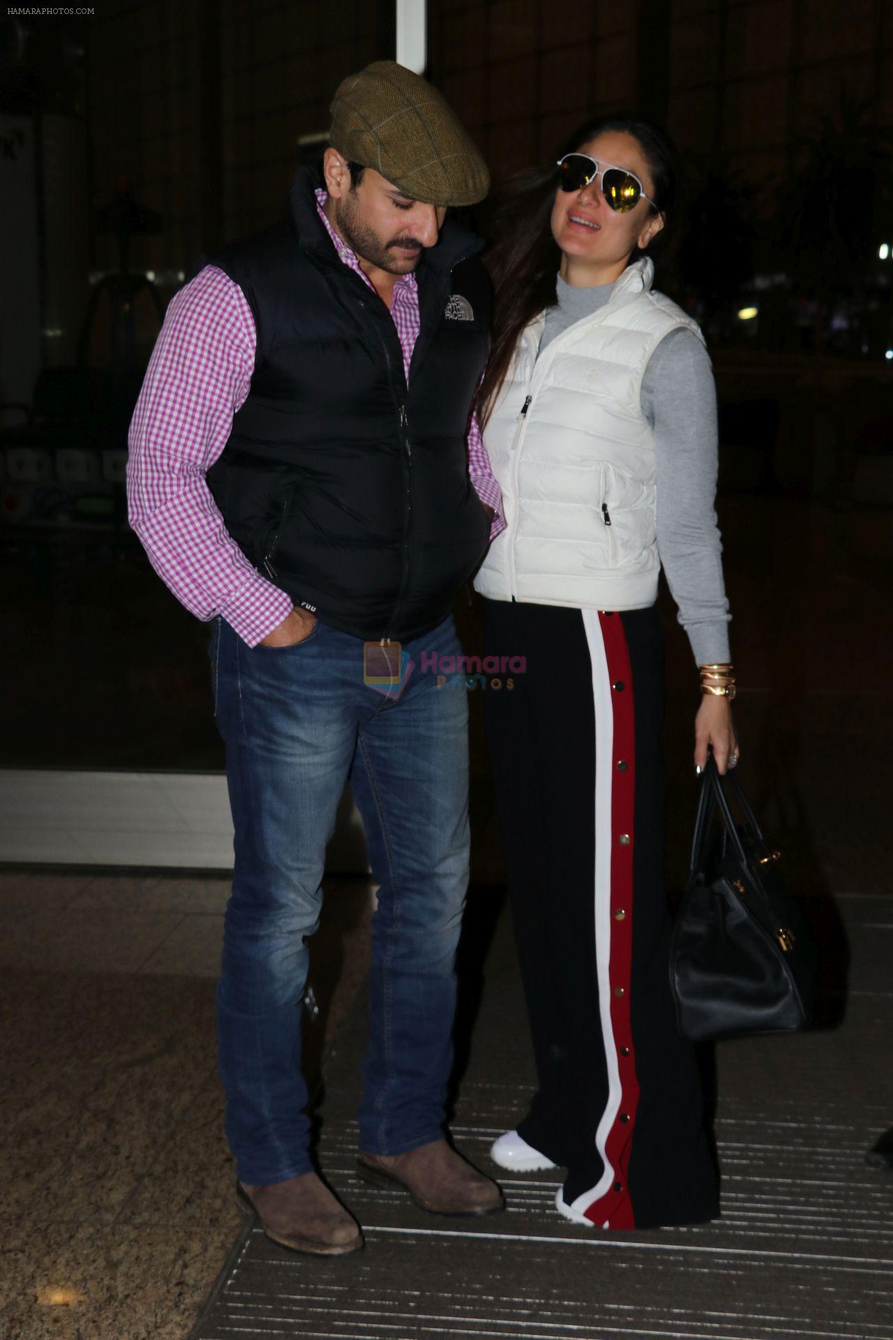 Saif Ali Khan, Kareena Kapoor Khan, Taimur Khan Fly For London on 25th Dec 2017