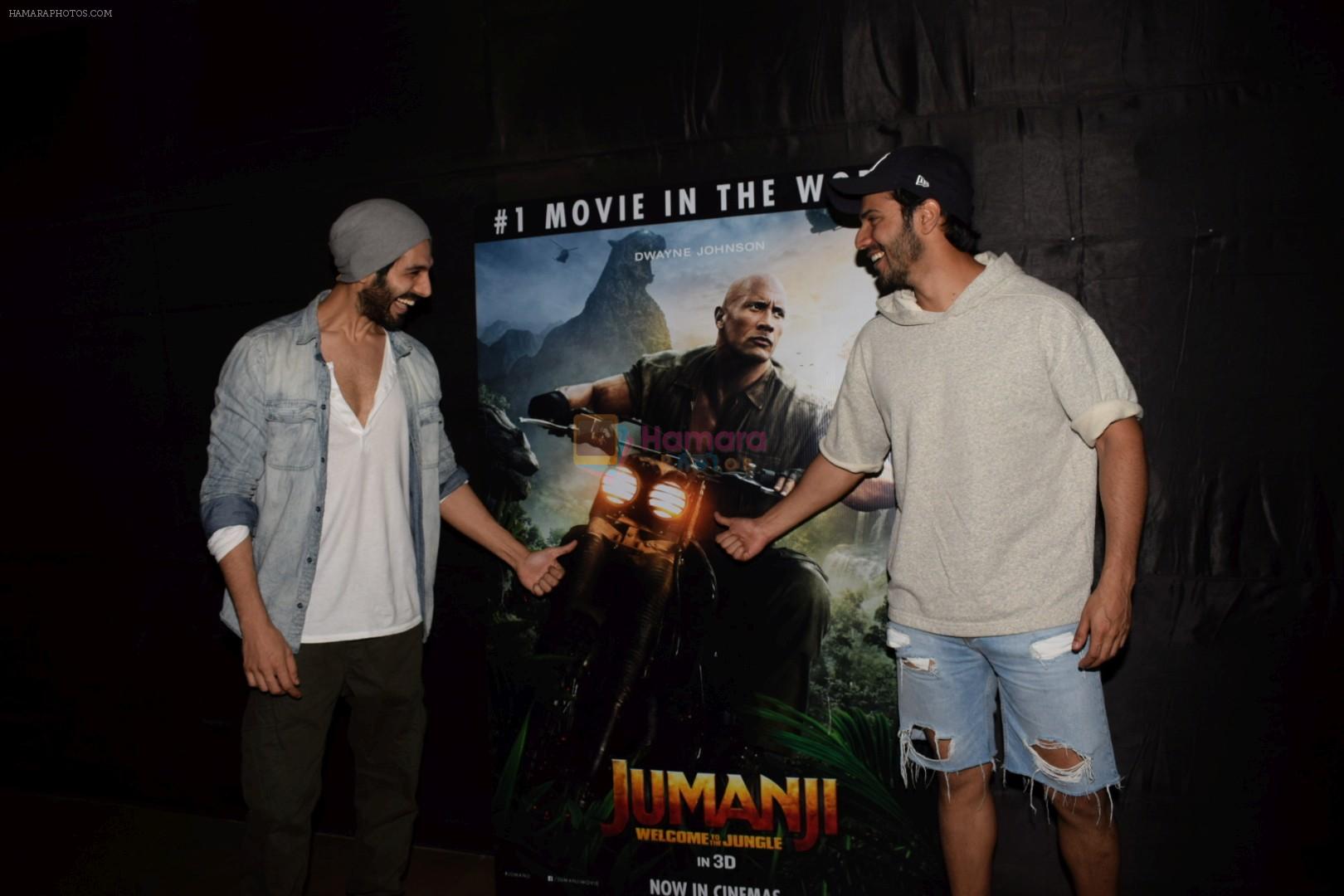 Varun Dhawan, Kartik Aaryan At Special Screening Of Film Jumanji Welcome To The Jungle on 4th Jan 2018