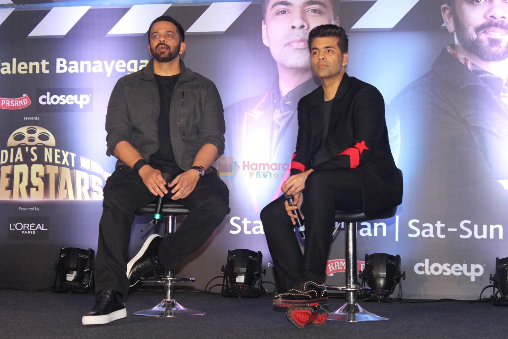 Karan Johar, Rohit Shetty at the Press Conference Of India's Next Superstars on 6th Jan 2018