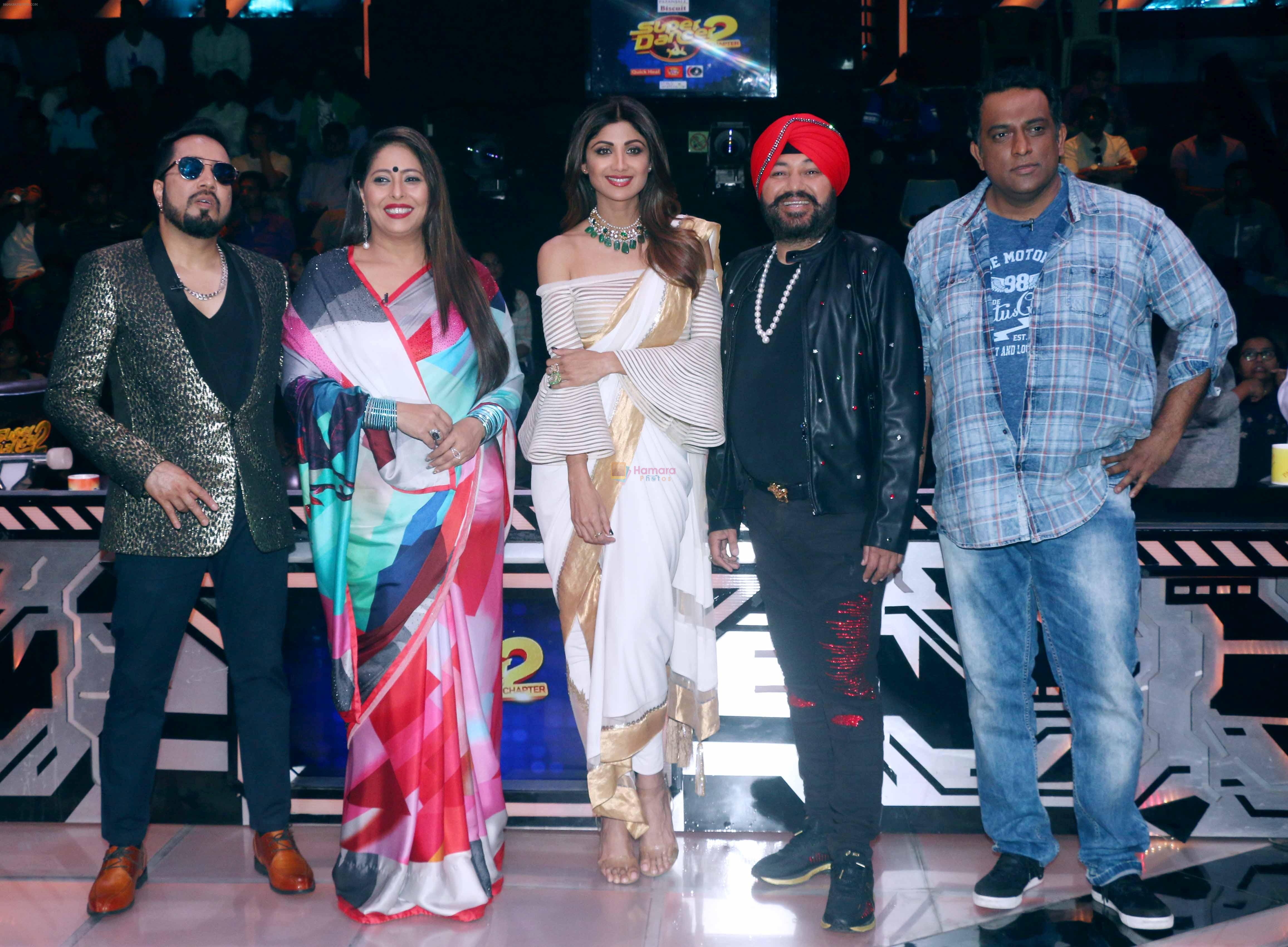 Daler Mehndi, Mika Singh, Shilpa Shetty, Geeta Kapoor, Anurag Basu On The Sets Of Reality Show Super Dancer 2 on 12th Feb 2018