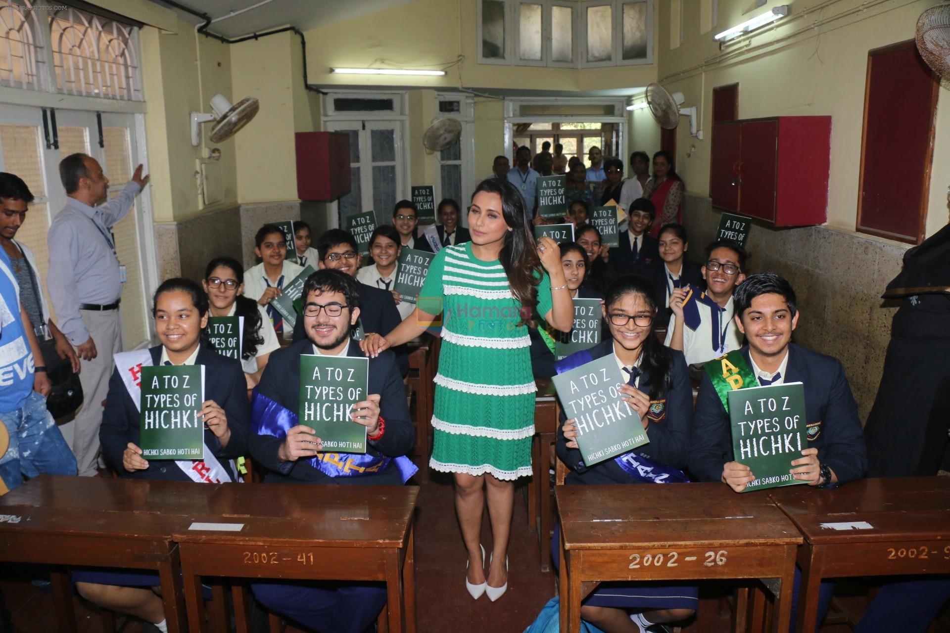 Rani Mukerji at Song Launch of OYE HICHKI at Maneckji Cooper School, Santacruz, Mumbai