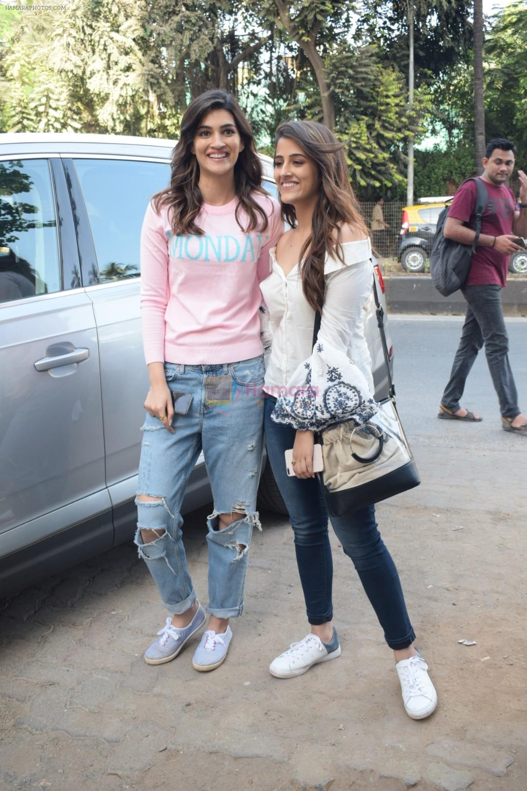 Kriti Sanon And Nupur Sanon Spotted At Juhu For Shoot Of Miss Malini Show on 23rd March 2018