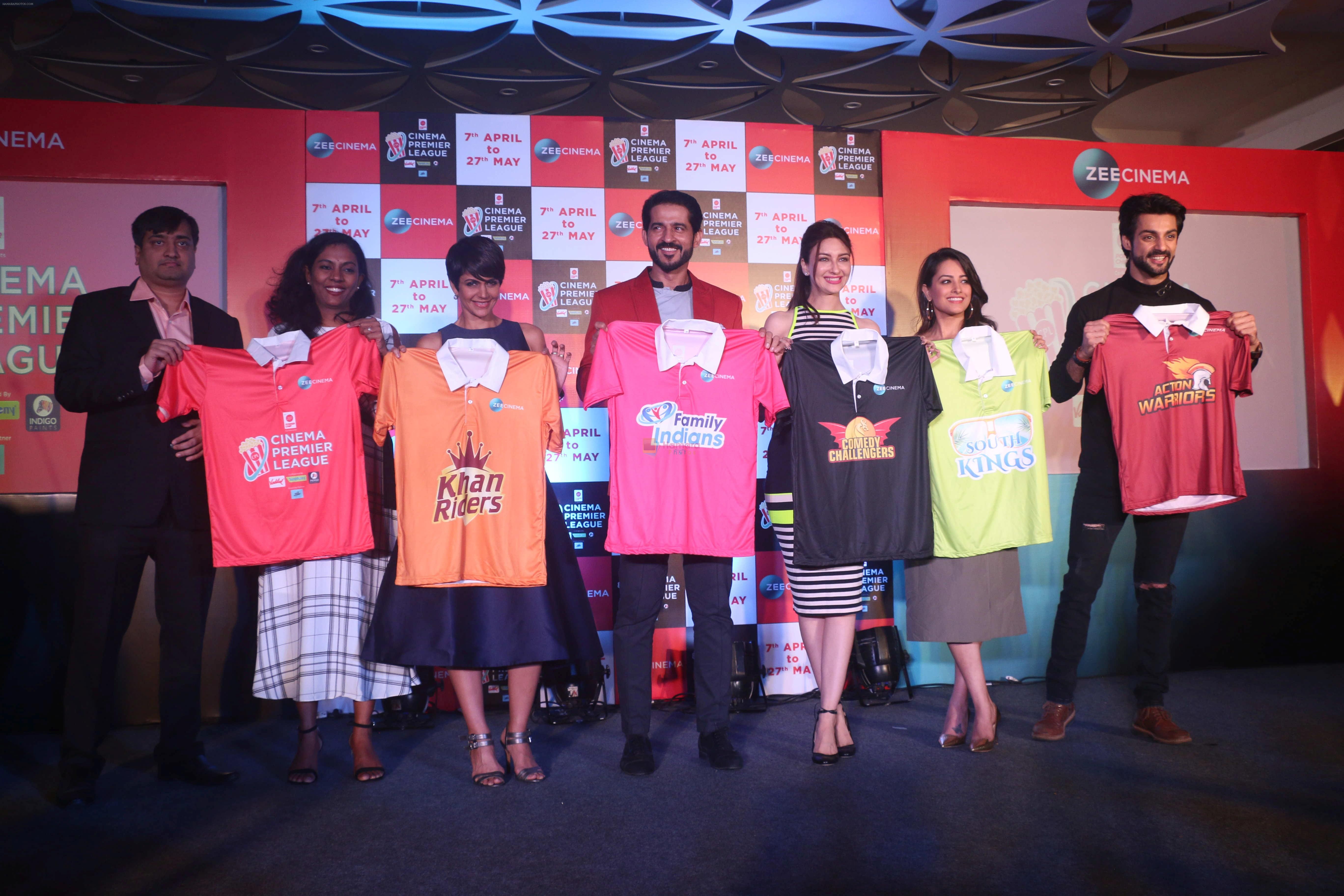 Mandira Bedi, Hiten Tejwani Saumya Tandon, Anita Hassanandani, Karan Wahi at the Launch Of Cinema Premiere League By Zee Cinema on 6th April 2018