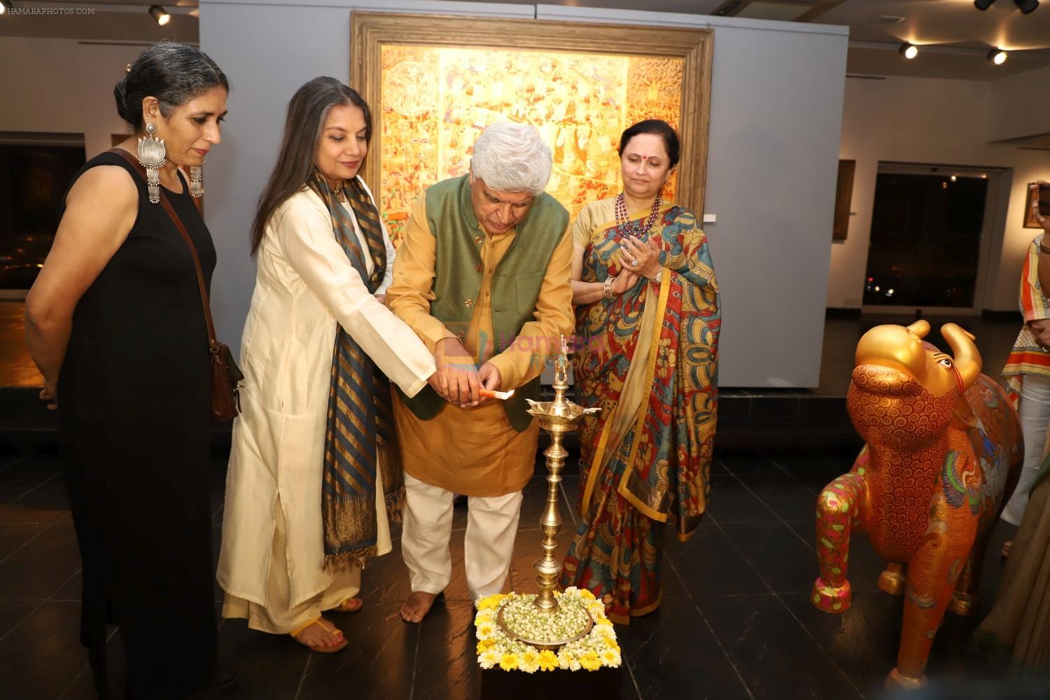 Shabana Azmi with Javed Akhtar at the inauguration of Seema Kohli Art Show What A Body Remembers on 6th April 2018