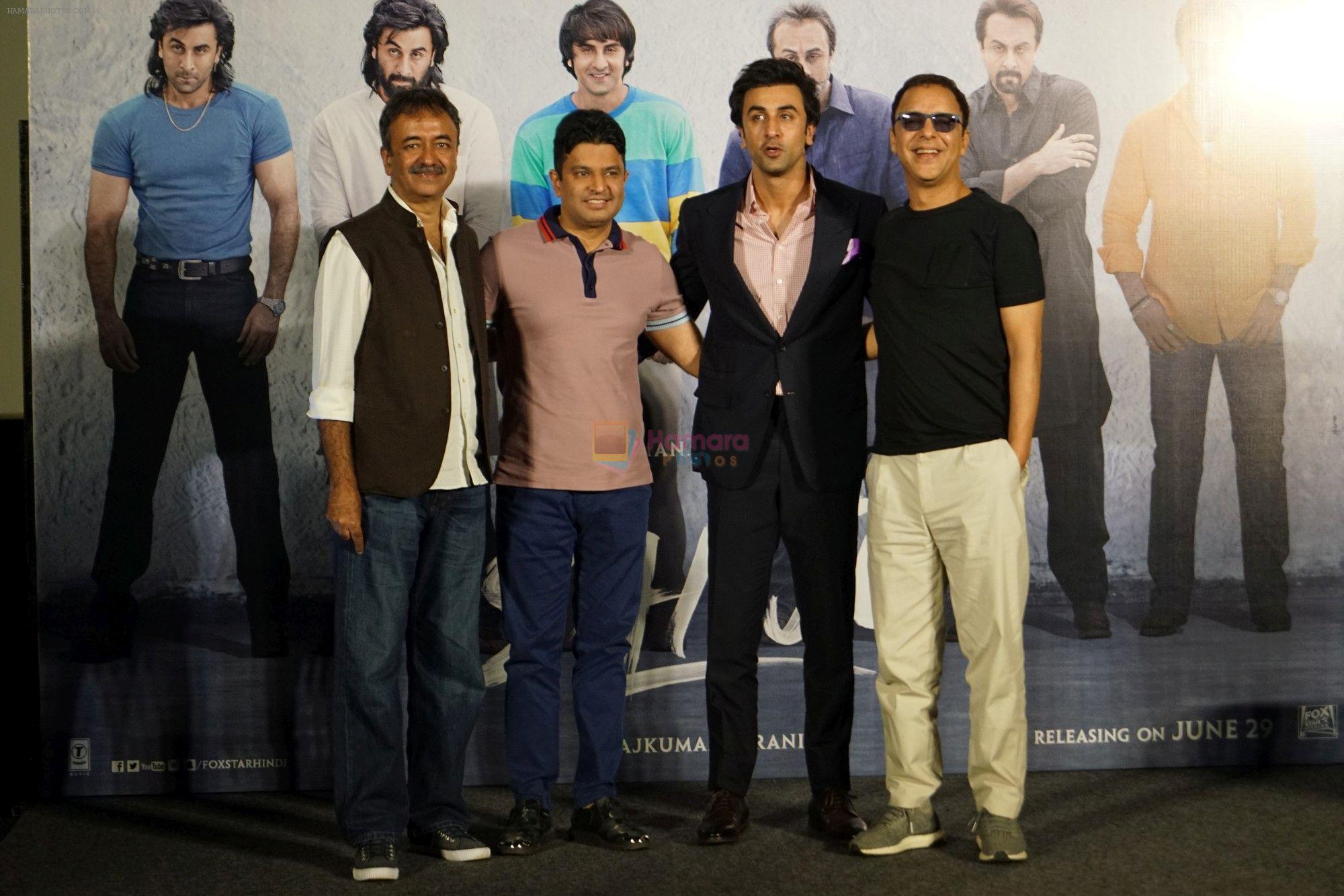 Rajkumar Hirani, Bhushan Kumar, Ranbir Kapoor, Vidhu Vinod Chopra at the Trailer Launch Of Film Sanju on 24th April 2018