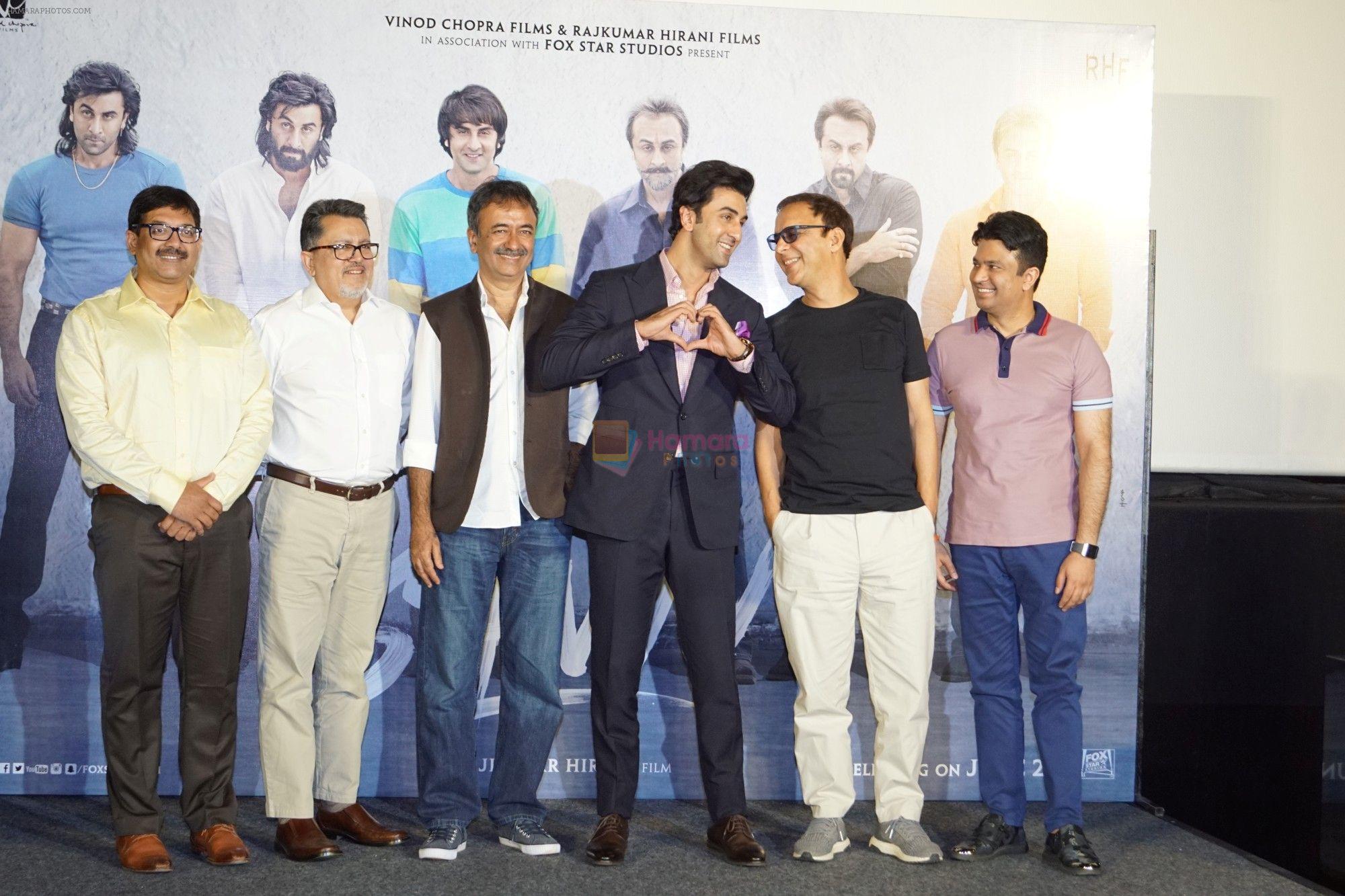 Rajkumar Hirani, Bhushan Kumar, Ranbir Kapoor, Vidhu Vinod Chopra at the Trailer Launch Of Film Sanju on 24th April 2018
