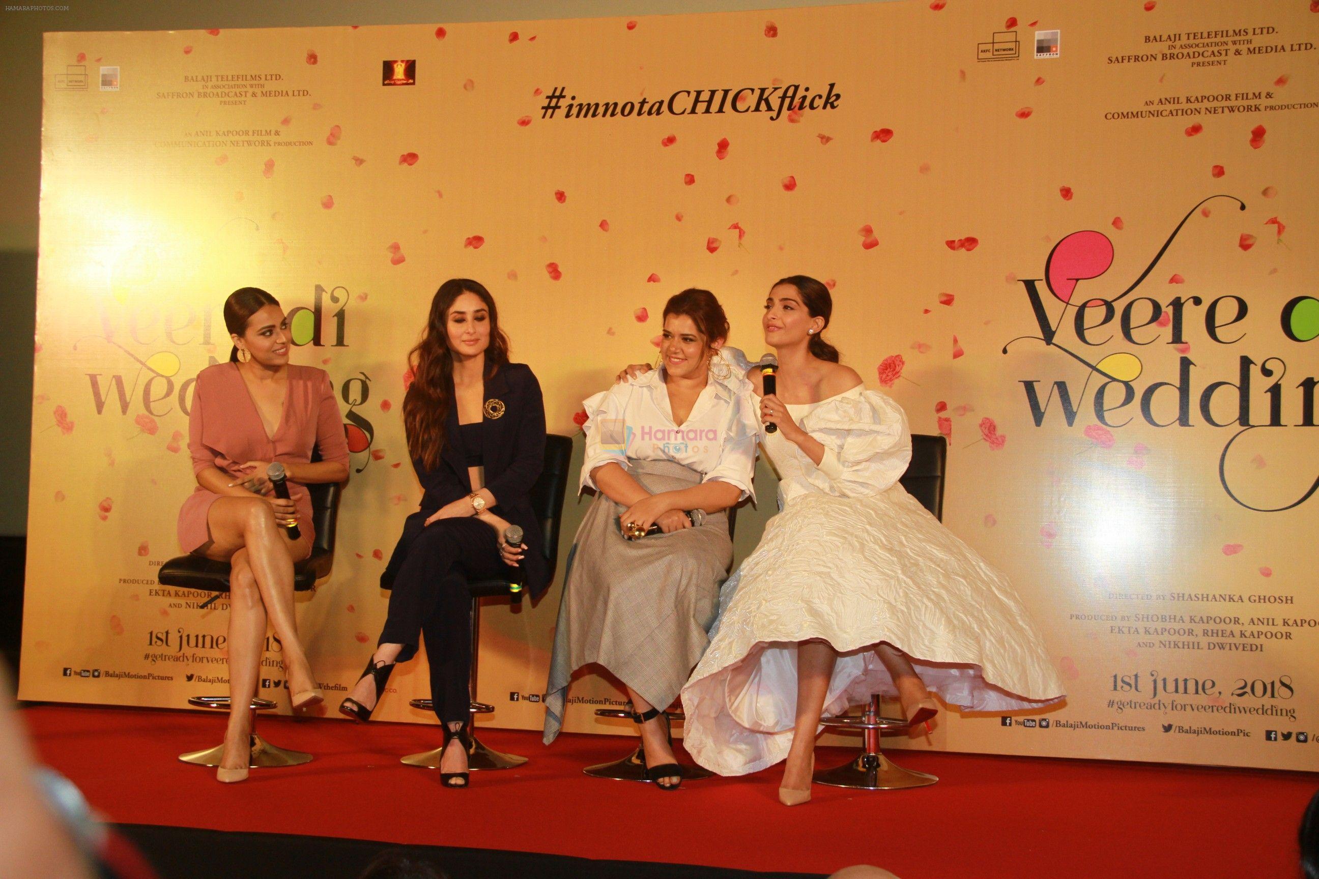 Kareena Kapoor, Swara Bhaskar, Sonam Kapoor, Shikha Talsania at the Trailer launch of film Veere Di Wedding in pvr juhu, mumbai on 25th April
