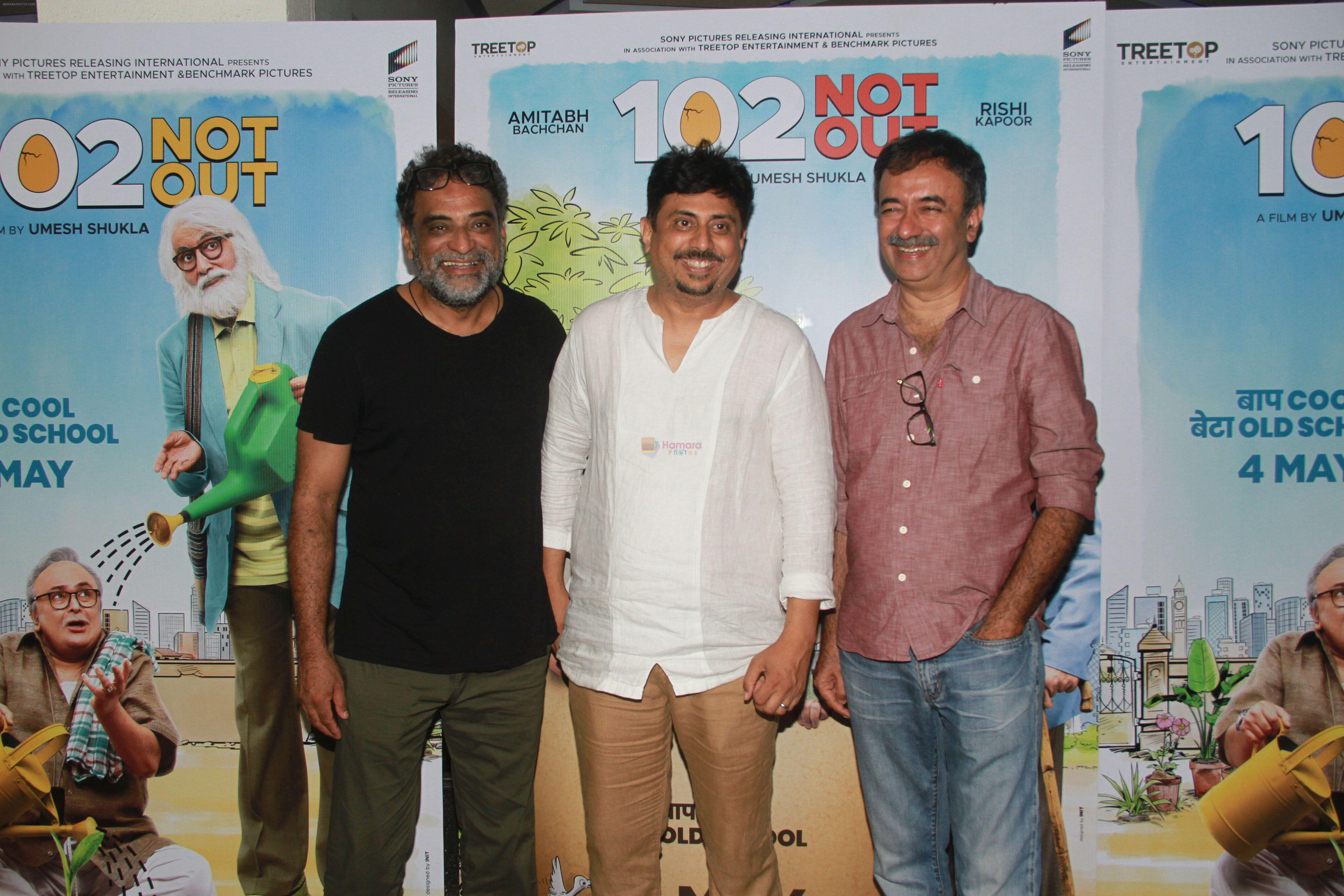 R Balki, Rajkumar Hirani at the Screening of 102 NotOut in Sunny Super sound, juhu on 1st May 2018