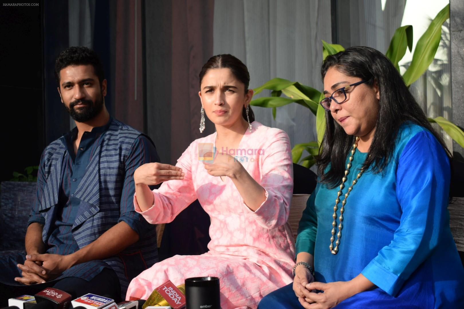 Alia Bhatt, Vicky Kaushal, Meghna Gulzar at Raazi media interactions in novotel juhu on 6th May 2018