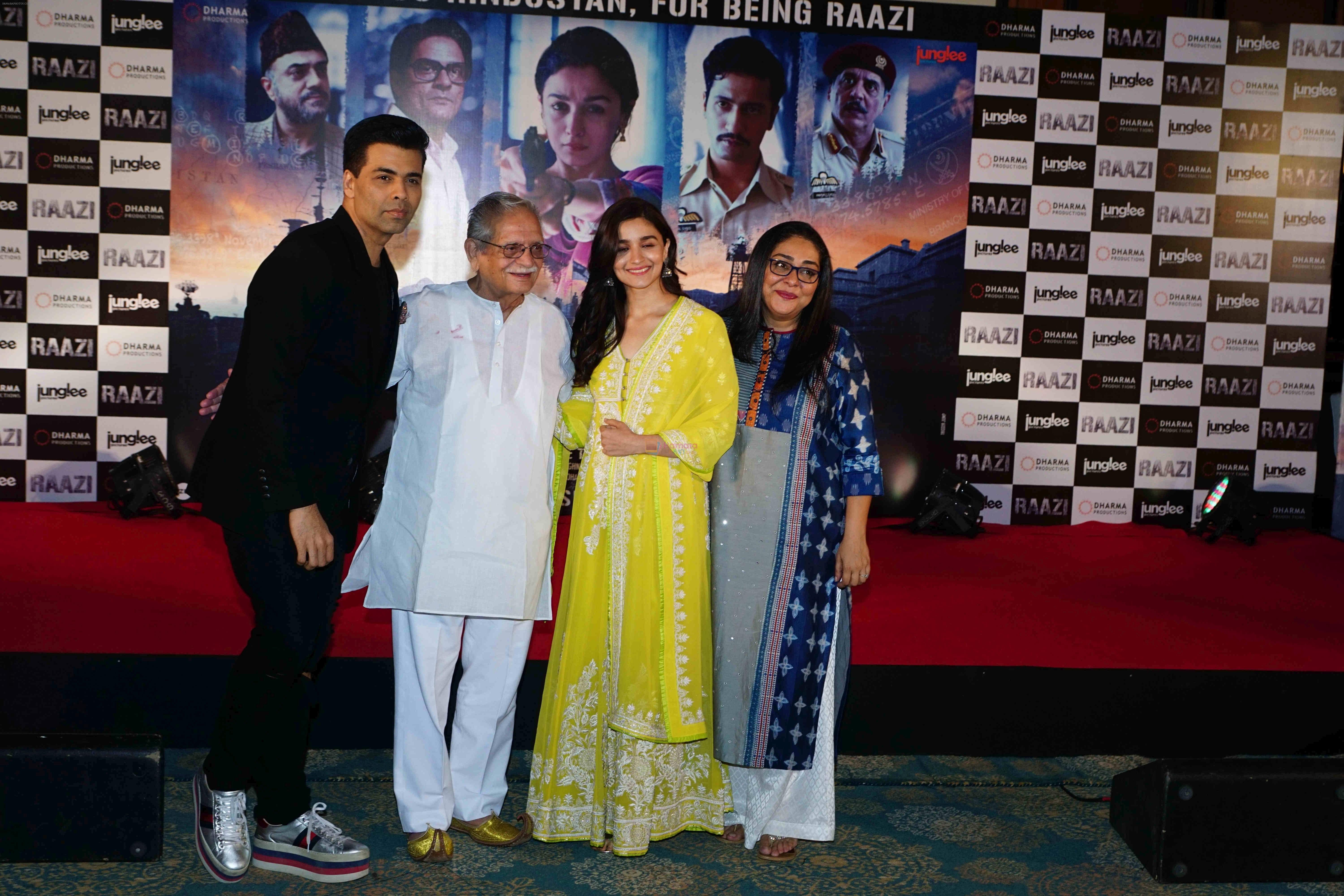 Meghna Gulzar, Gulzar, Karan Johar at the Success party of film Raazi at Taj Lands End bandra on 16th May 2018