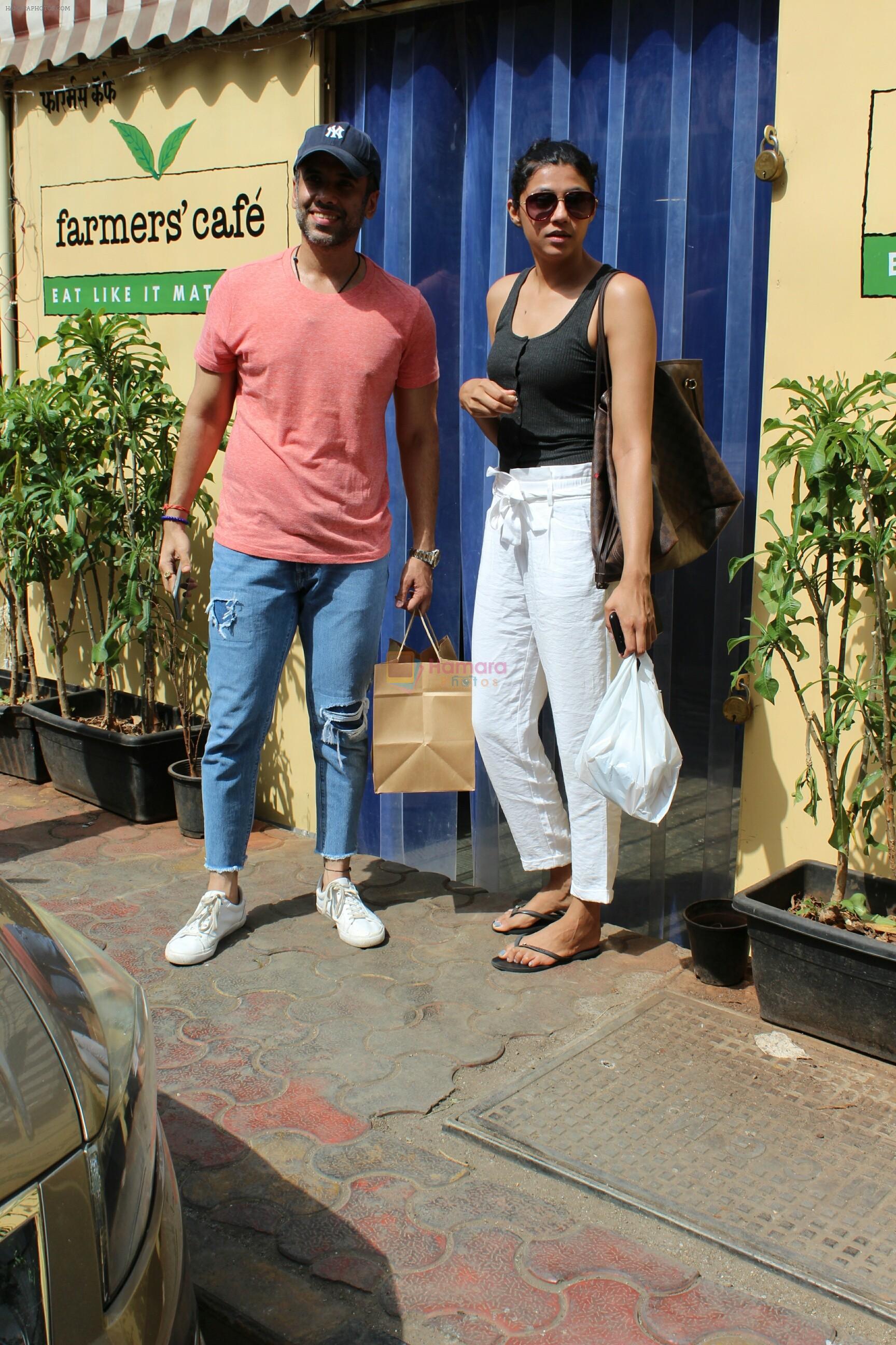 Tusshar Kapoor spotted with a friend at Farmer's Cafe in bandra on 18th May 2018