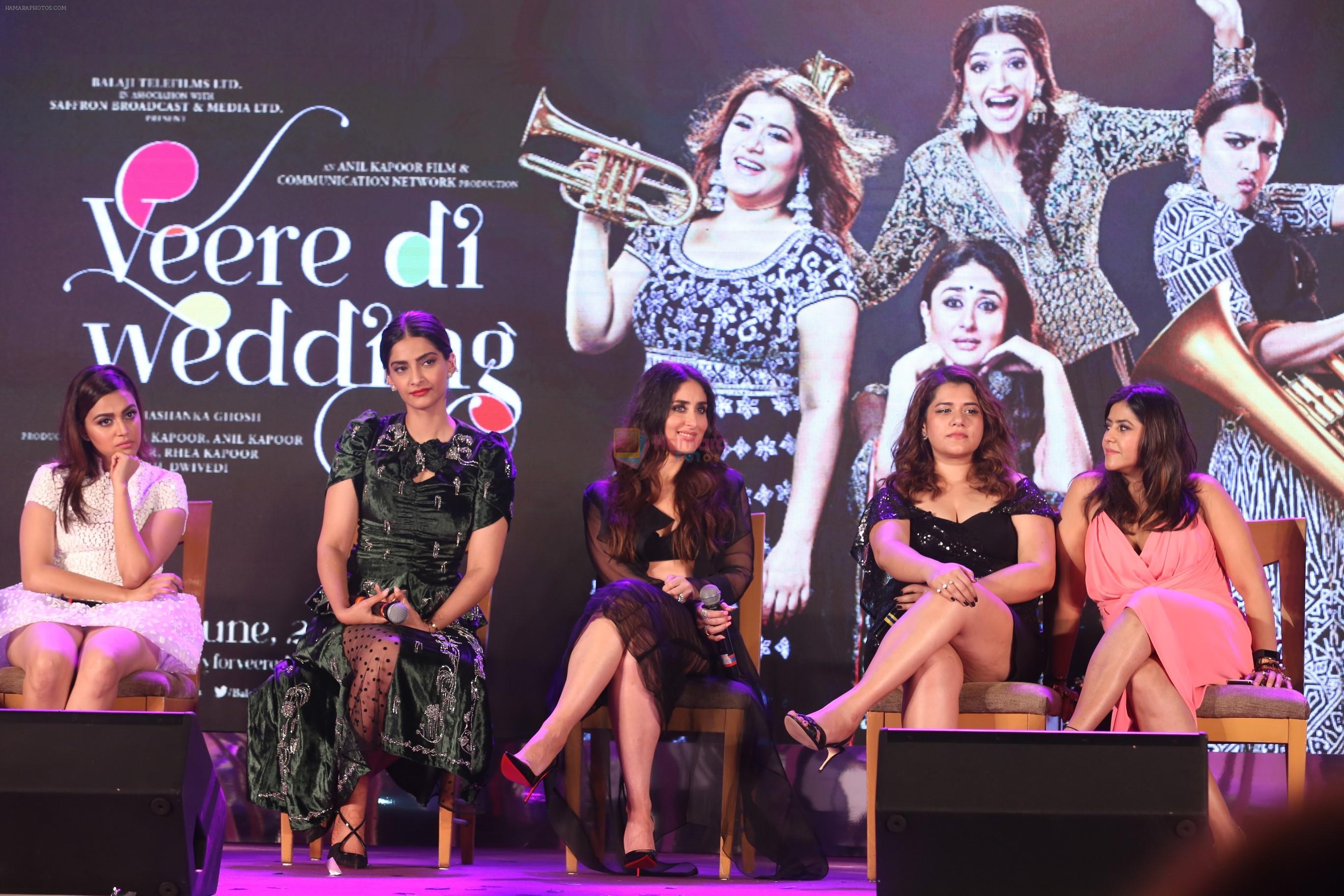 Swara Bhaskar, Sonam Kapoor, Kareena Kapoor, Shikha Talsania, Ekta Kapoor at the Music Launch of Veere Di Wedding at Sun n Sand in juhu on 22nd May 2018