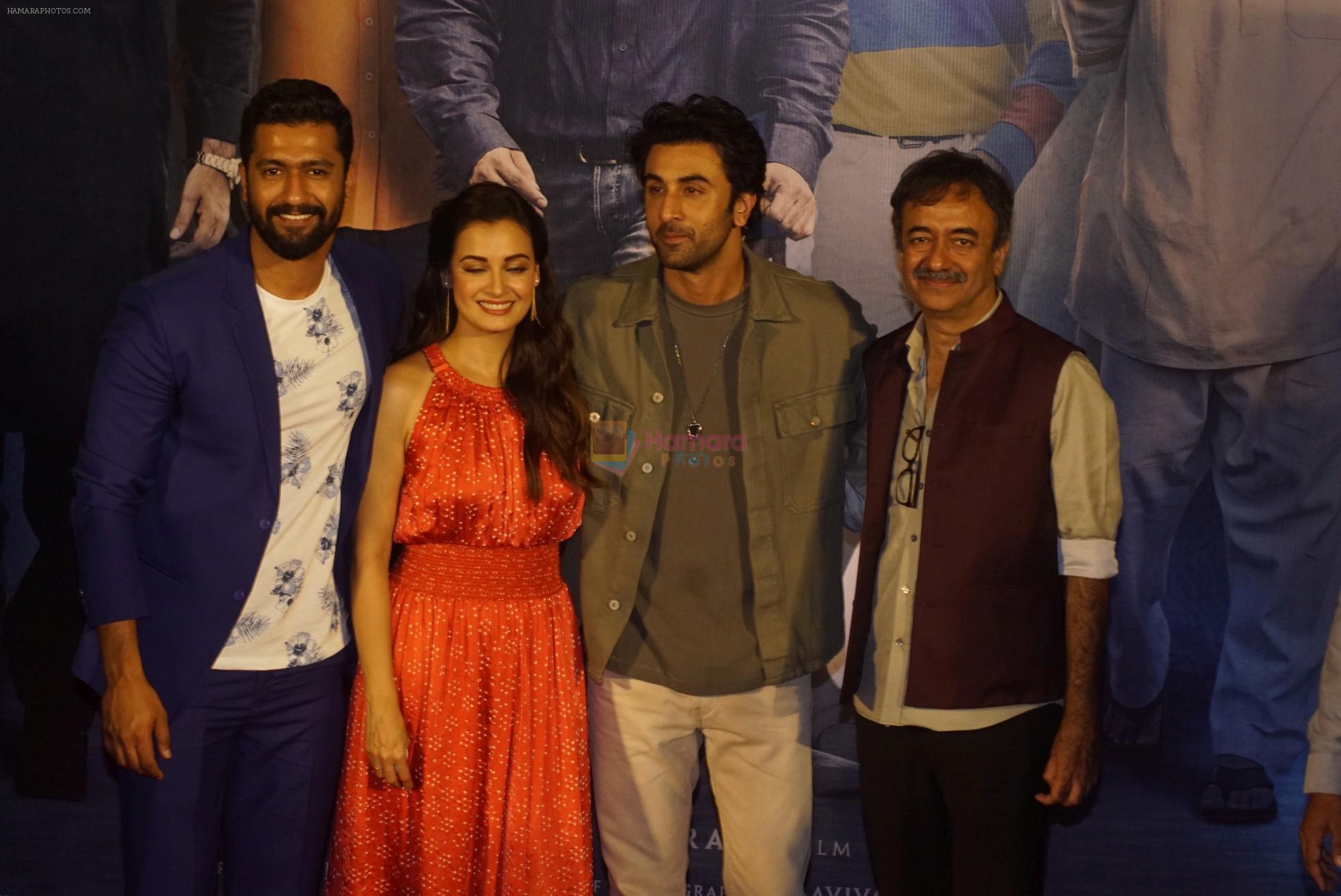 Vicky Kaushal, Dia Mirza, Ranbir Kapoor, Rajkumar Hirani at the Trailer Launch Of Film Sanju on 30th May 2018