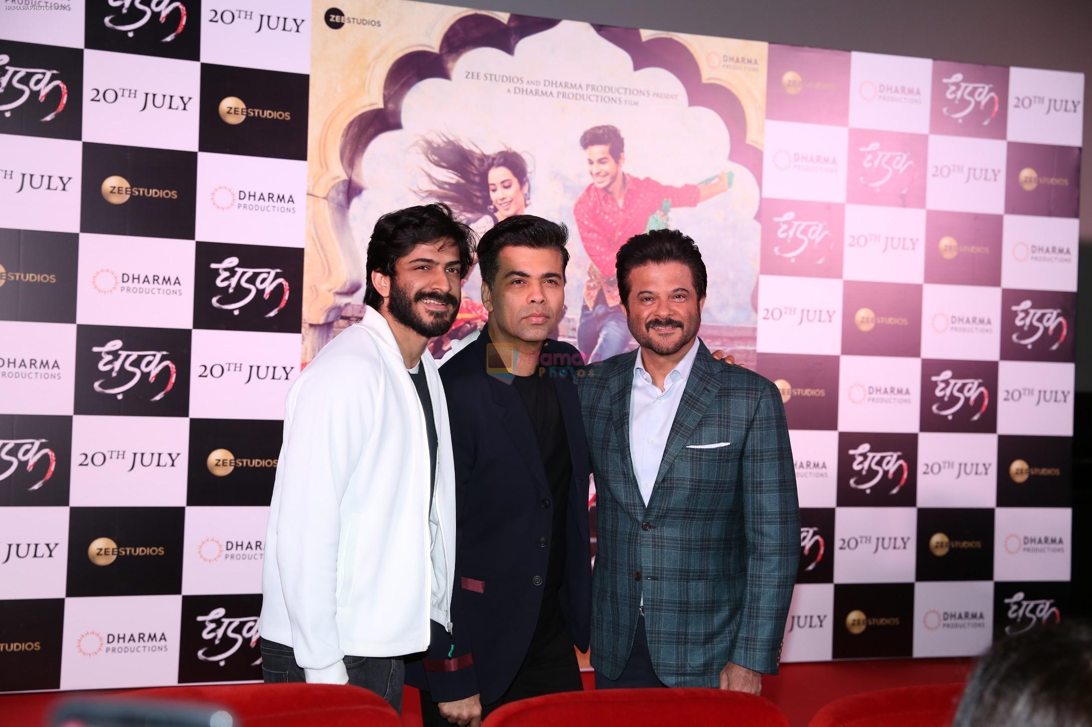 Harshvardhan Kapoor, Karan Johar, Anil Kapoor at the Trailer launch of film Dhadak at pvr juhu on 11th June 2018