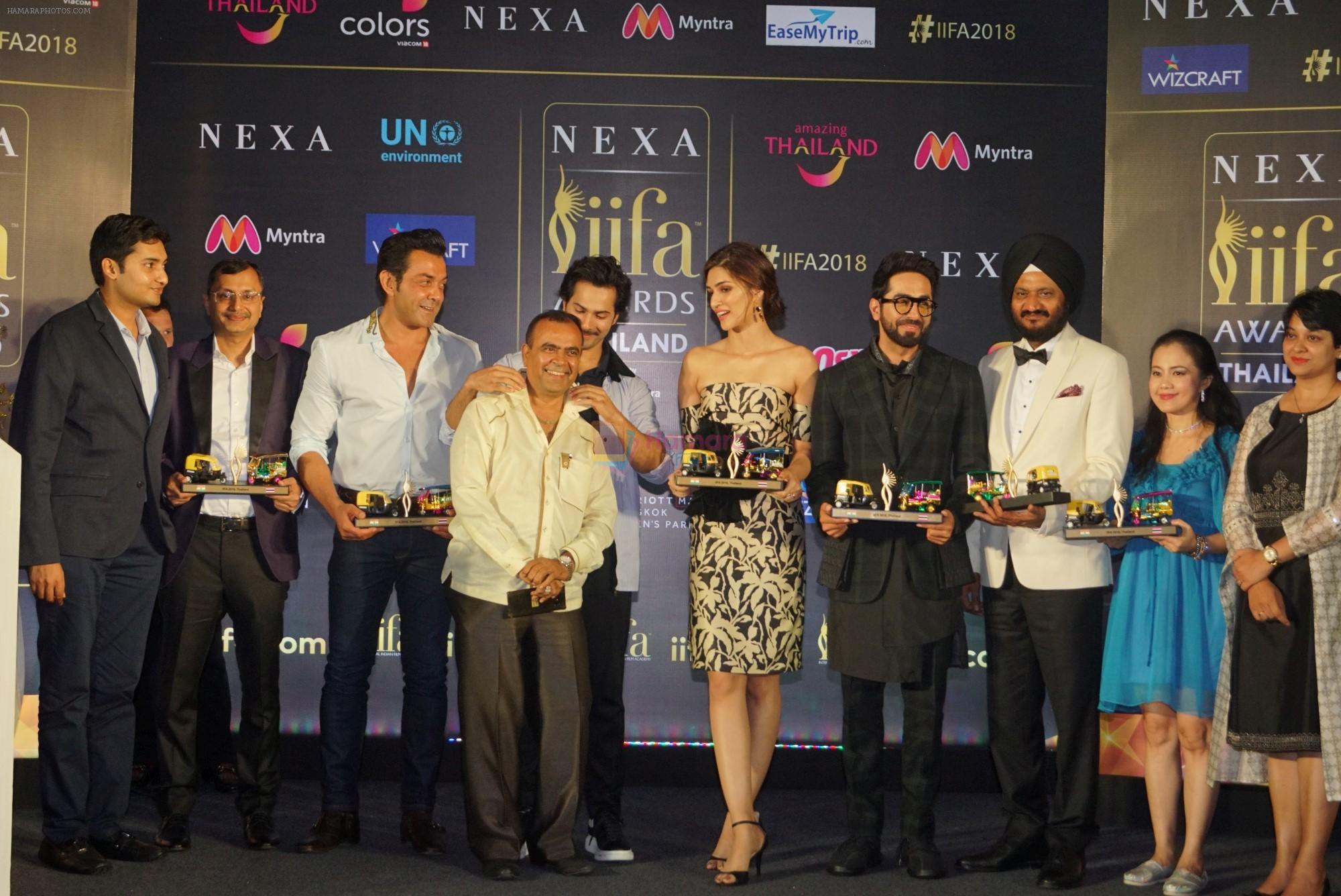 Bobby Deol, Varun Dhawan, Ayushmann Khurrana, Kriti Sanon at IIFA press conference in jw marriott juhu on 12th June 2018