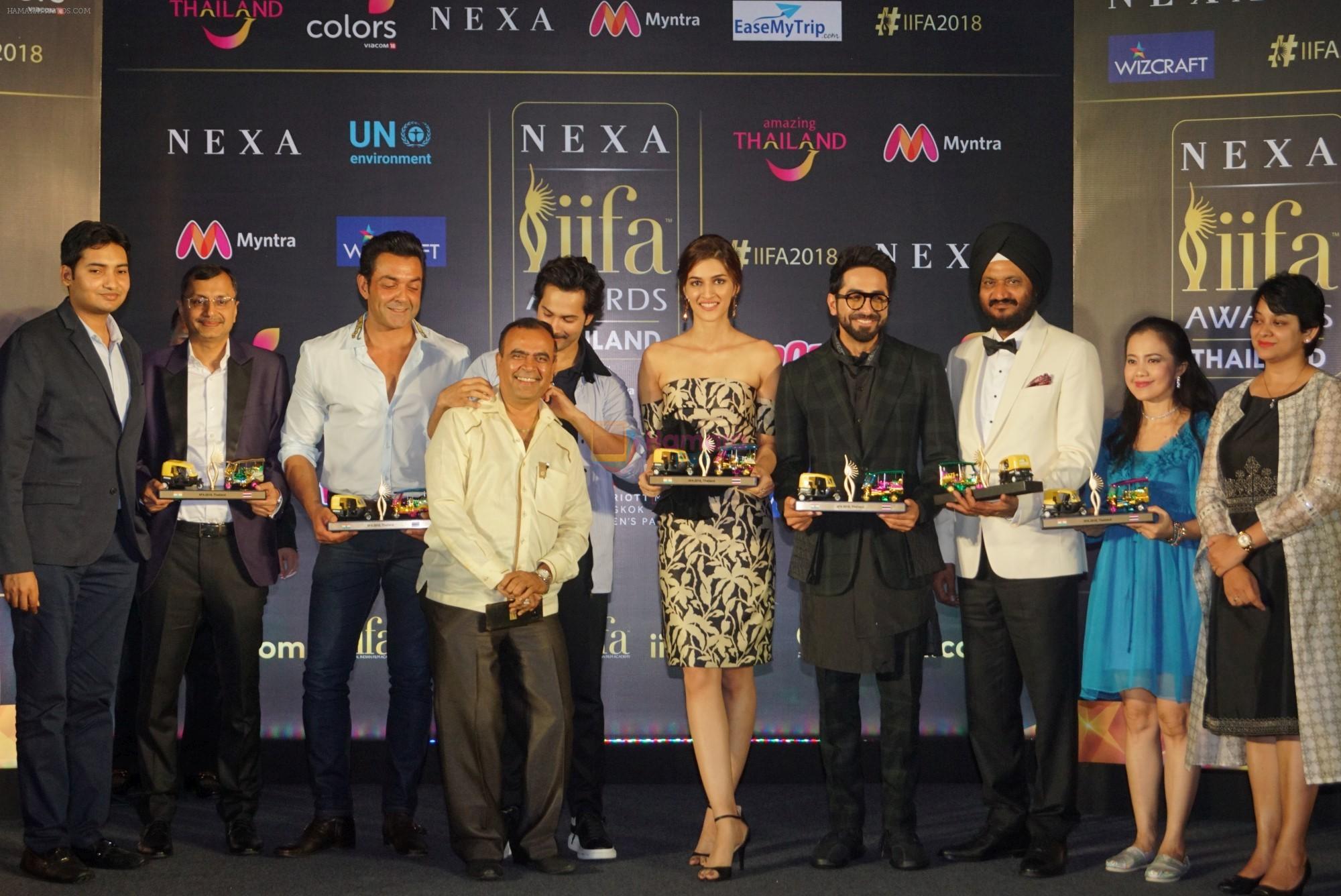 Bobby Deol, Varun Dhawan, Ayushmann Khurrana, Kriti Sanon at IIFA press conference in jw marriott juhu on 12th June 2018