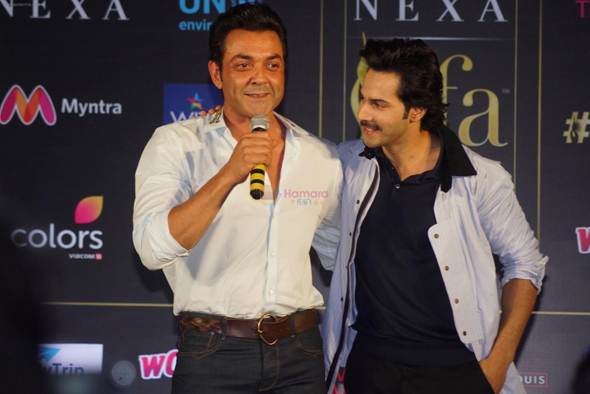 Bobby Deol, Varun Dhawan at IIFA press conference in jw marriott juhu on 12th June 2018