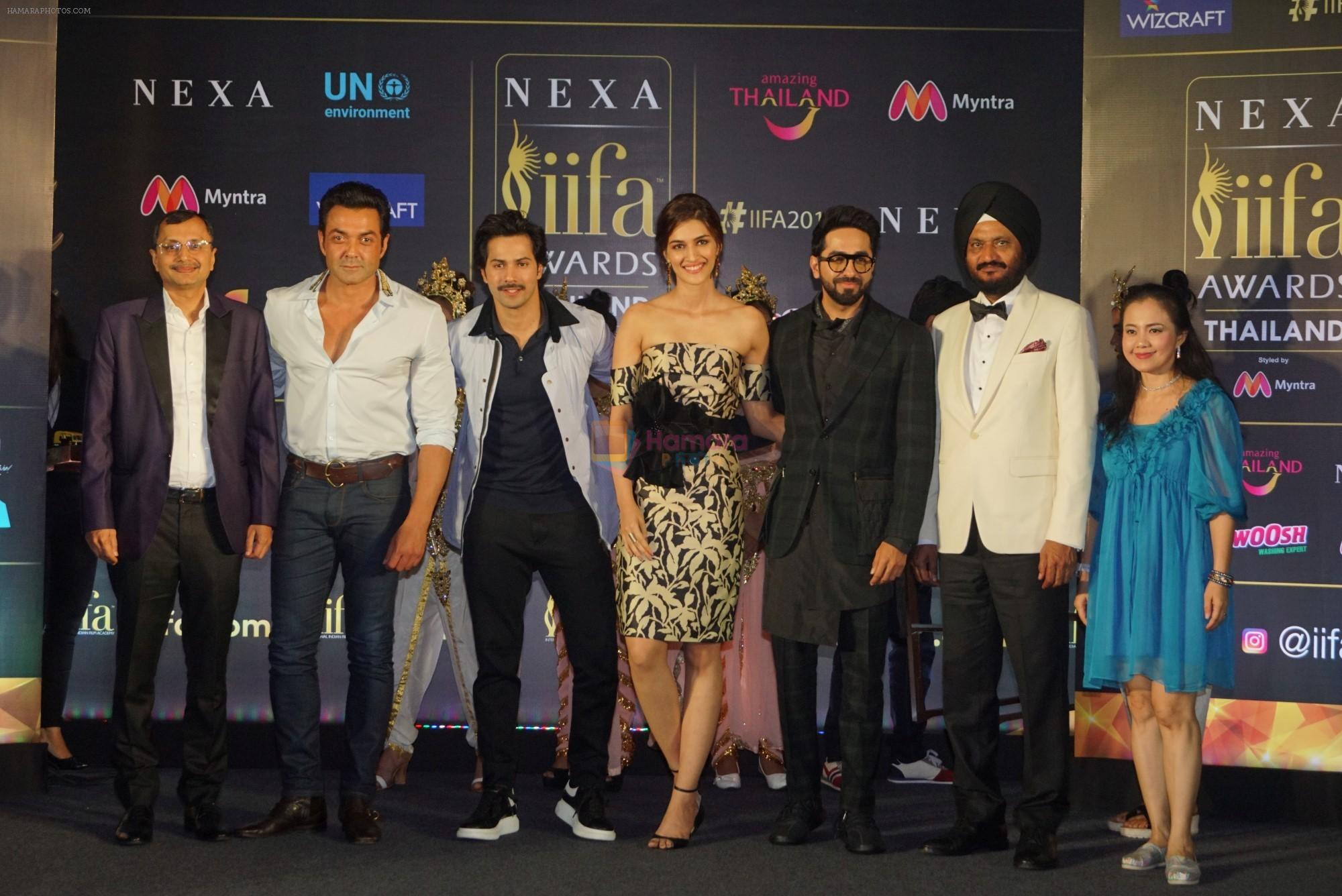 Bobby Deol, Varun Dhawan, Ayushmann Khurrana, Kriti Sanon at IIFA press conference in jw marriott juhu on 12th June 2018