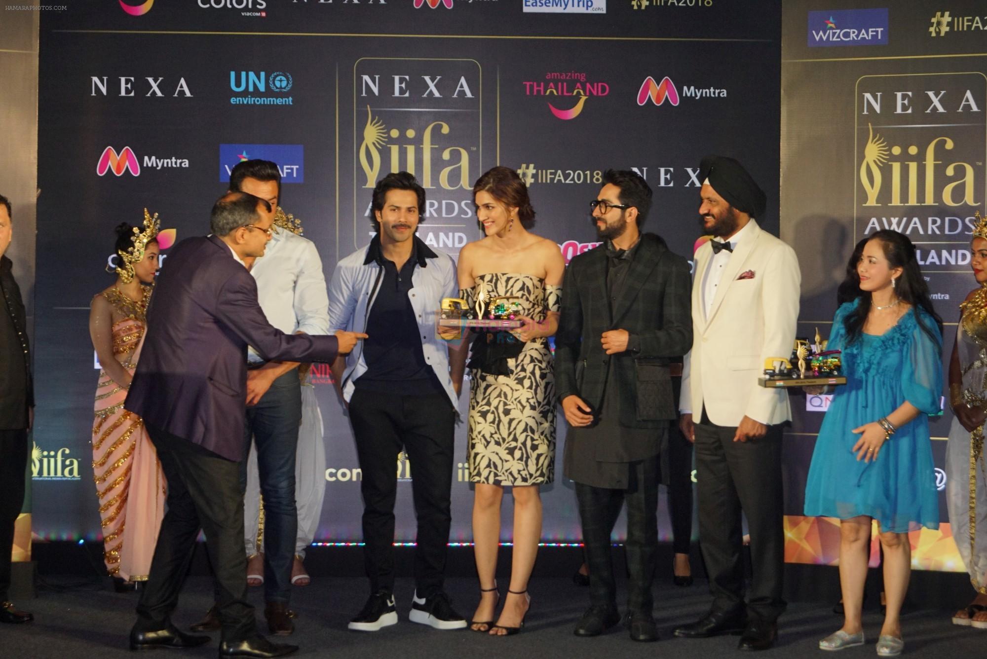 Bobby Deol, Varun Dhawan, Ayushmann Khurrana, Kriti Sanon at IIFA press conference in jw marriott juhu on 12th June 2018