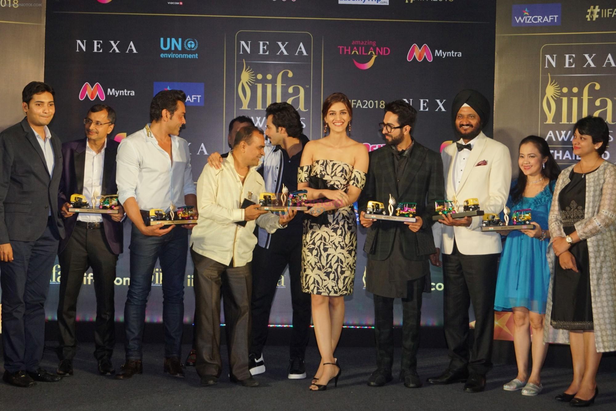 Bobby Deol, Varun Dhawan, Ayushmann Khurrana, Kriti Sanon at IIFA press conference in jw marriott juhu on 12th June 2018