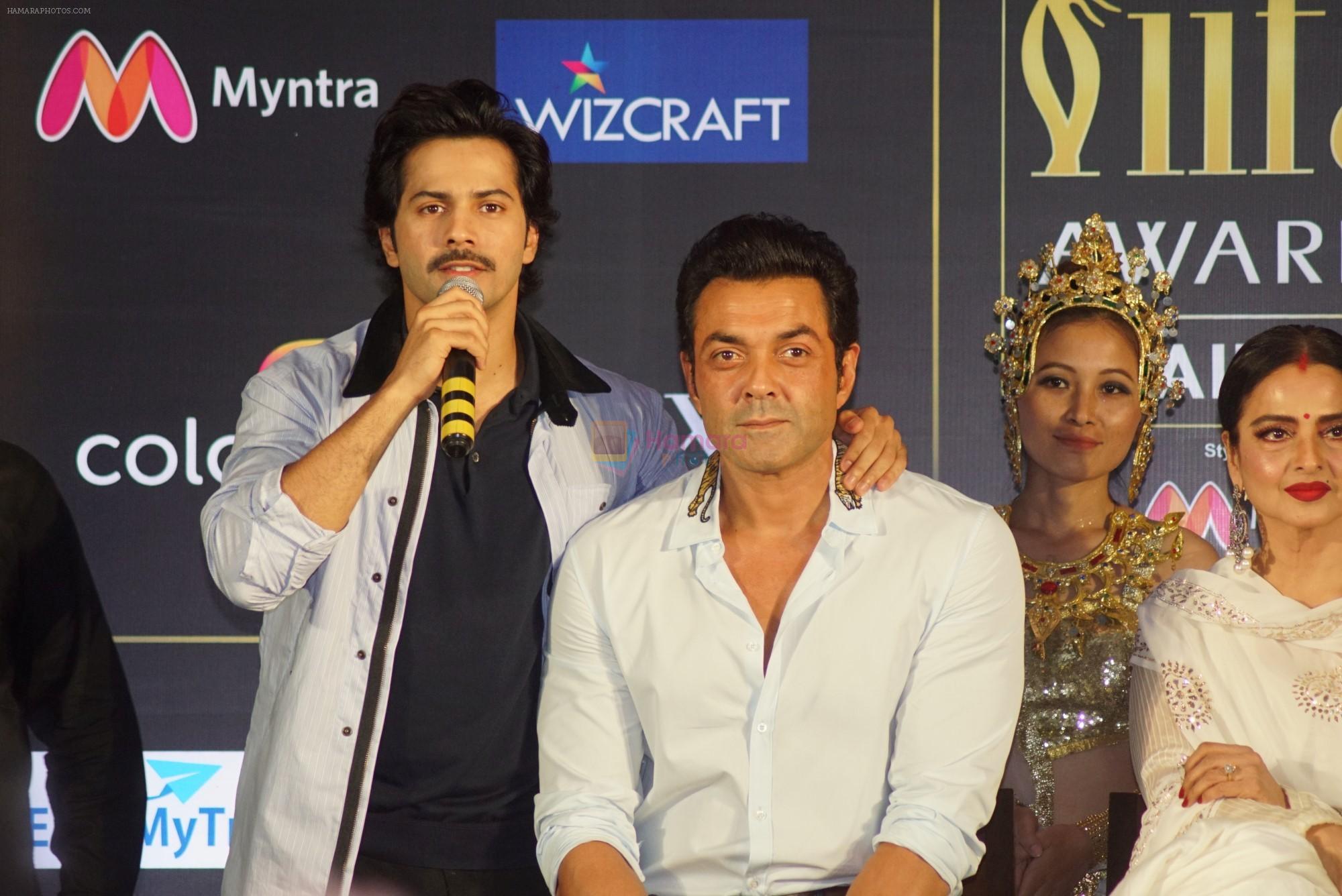 Bobby Deol, Varun Dhawan at IIFA press conference in jw marriott juhu on 12th June 2018