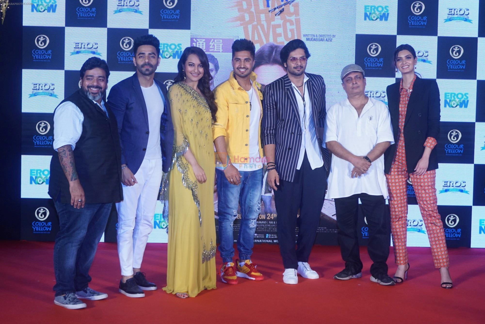 Sonakshi Sinha, Diana Penty, Ali Fazal,Jassi Gill, Aparshakti Khurana at the trailer launch of happy phirr bhag jayegi on 25th July 2018