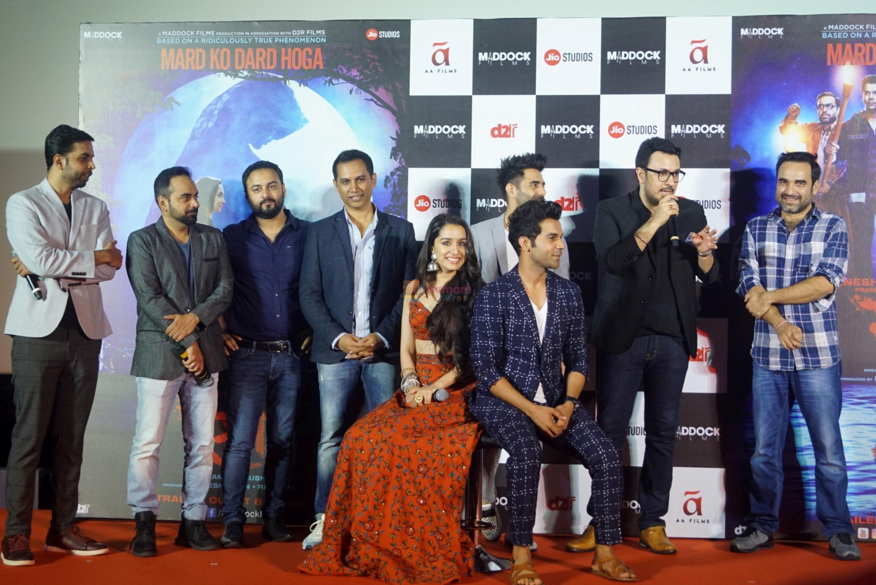 Shraddha Kapoor, Rajkummar Rao, Aparshakti Khurana, Dinesh Vijan, Pankaj Tripathi at the Trailer Launch of Film Stree on 27th July 2018