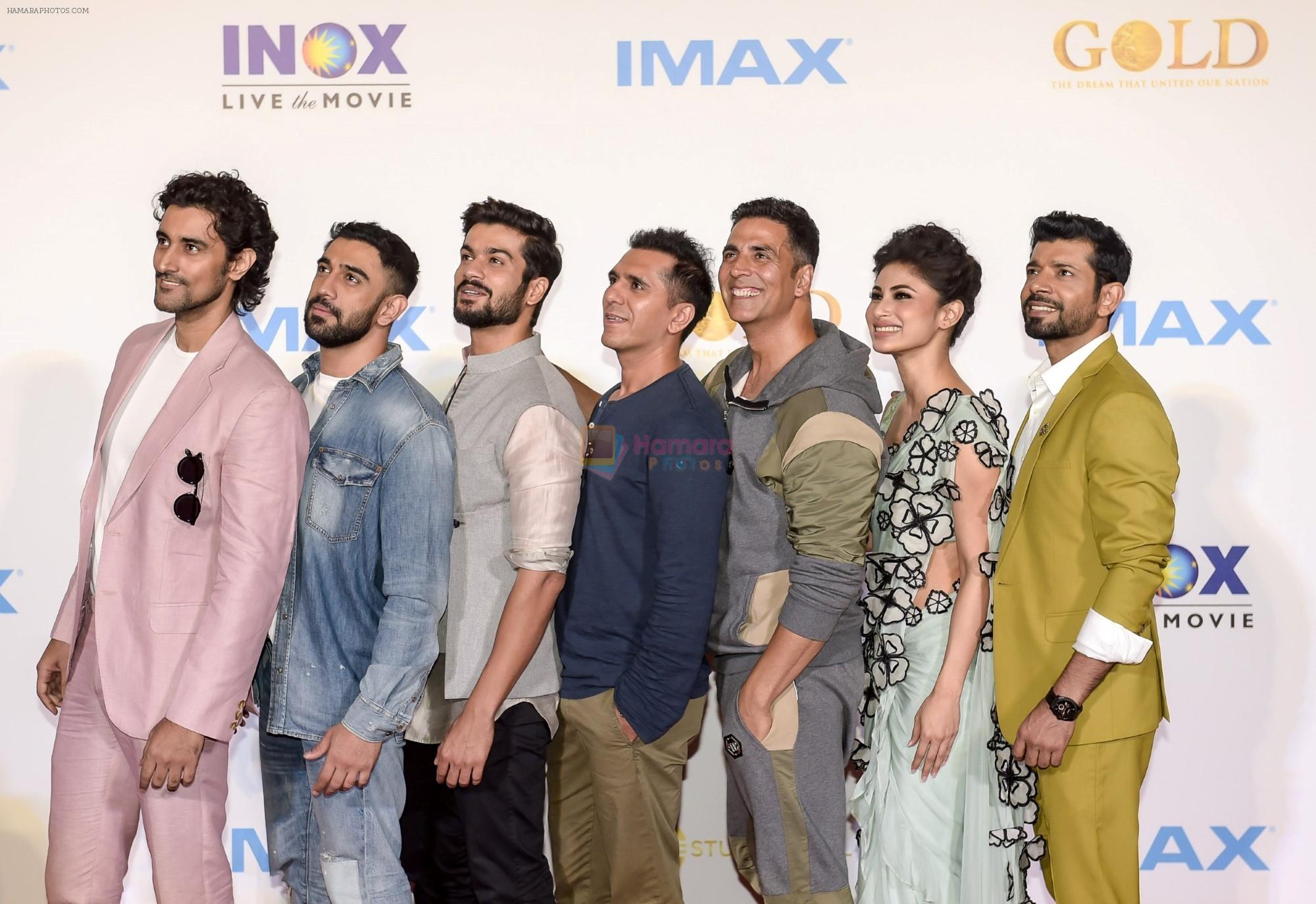 Akshay Kumar, Mouni Roy, Kunal Kapoor, Amit Sadh, Vineet Kumar Singh, Sunny Kaushal, Ritesh Sidhwani at Imax trailer and poster launch of upcoming film Gold on 1st Aug 2018