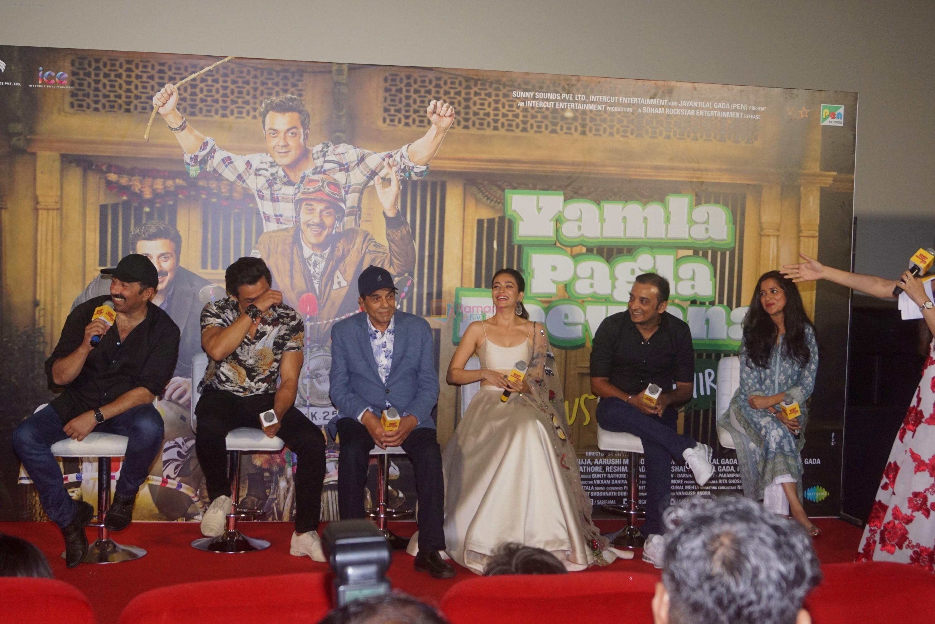 Kriti Kharbanda, Bobby Deol, Dharmendra, Sunny Deol, Navaniat Singh at the Trailer Launch Of Hindi Film Yamla Pagla Deewana Yamla Pagla Deewana Phir Se on 9th Aug 2018