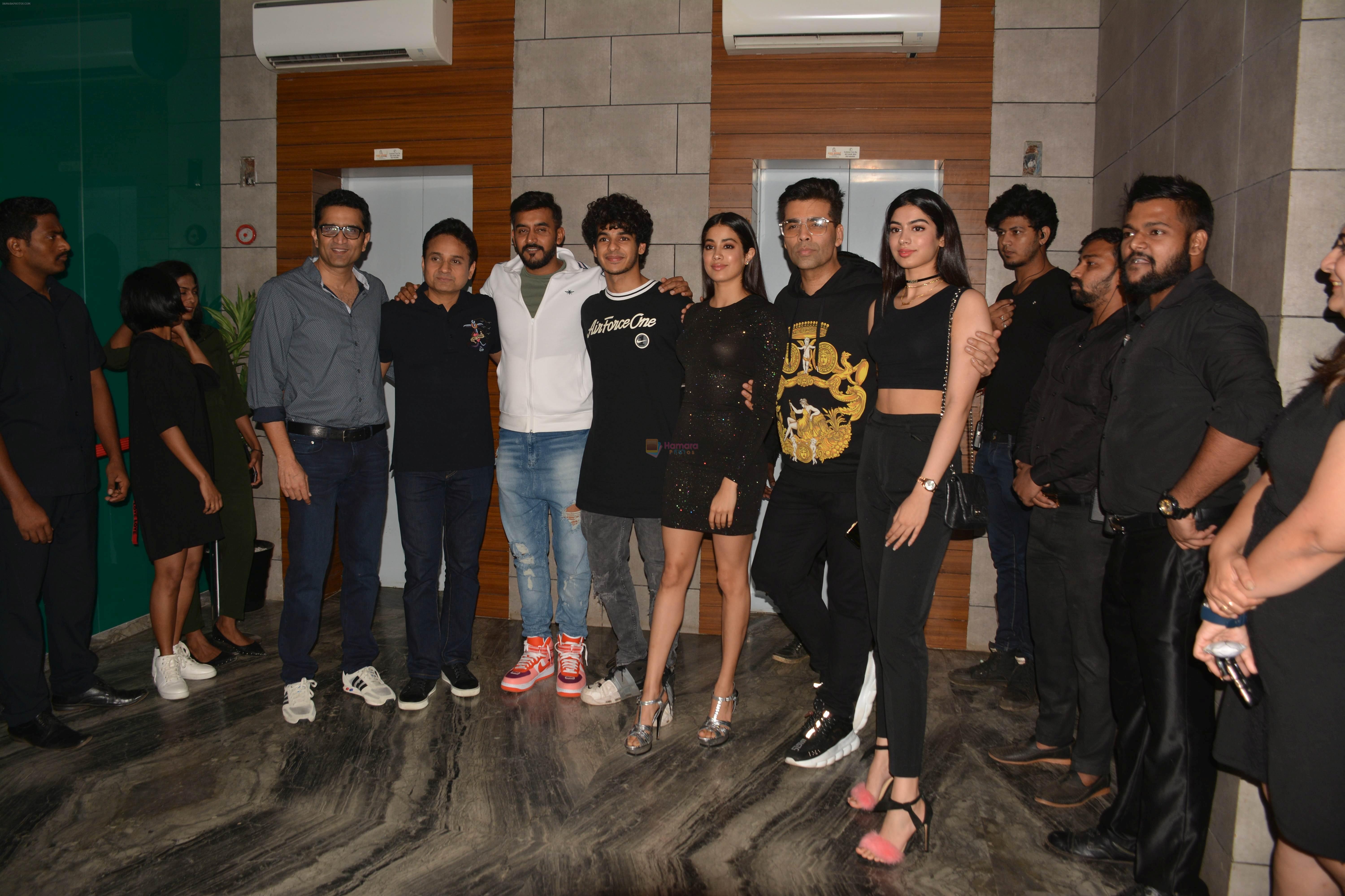 Ishaan Khattar, Janhvi Kapoor, Shashank Khaitan, Karan Johar, Khushi Kapoor at the Success Party Of Film Dhadak in Escobar Bandra on 9th Aug 2018