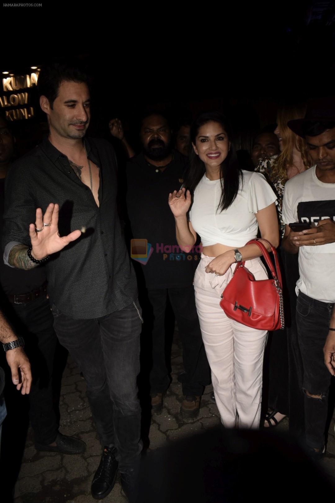 Sunny Leone, Daniel Webber Spotted At B Lounge In Juhu on 11th Aug 2018