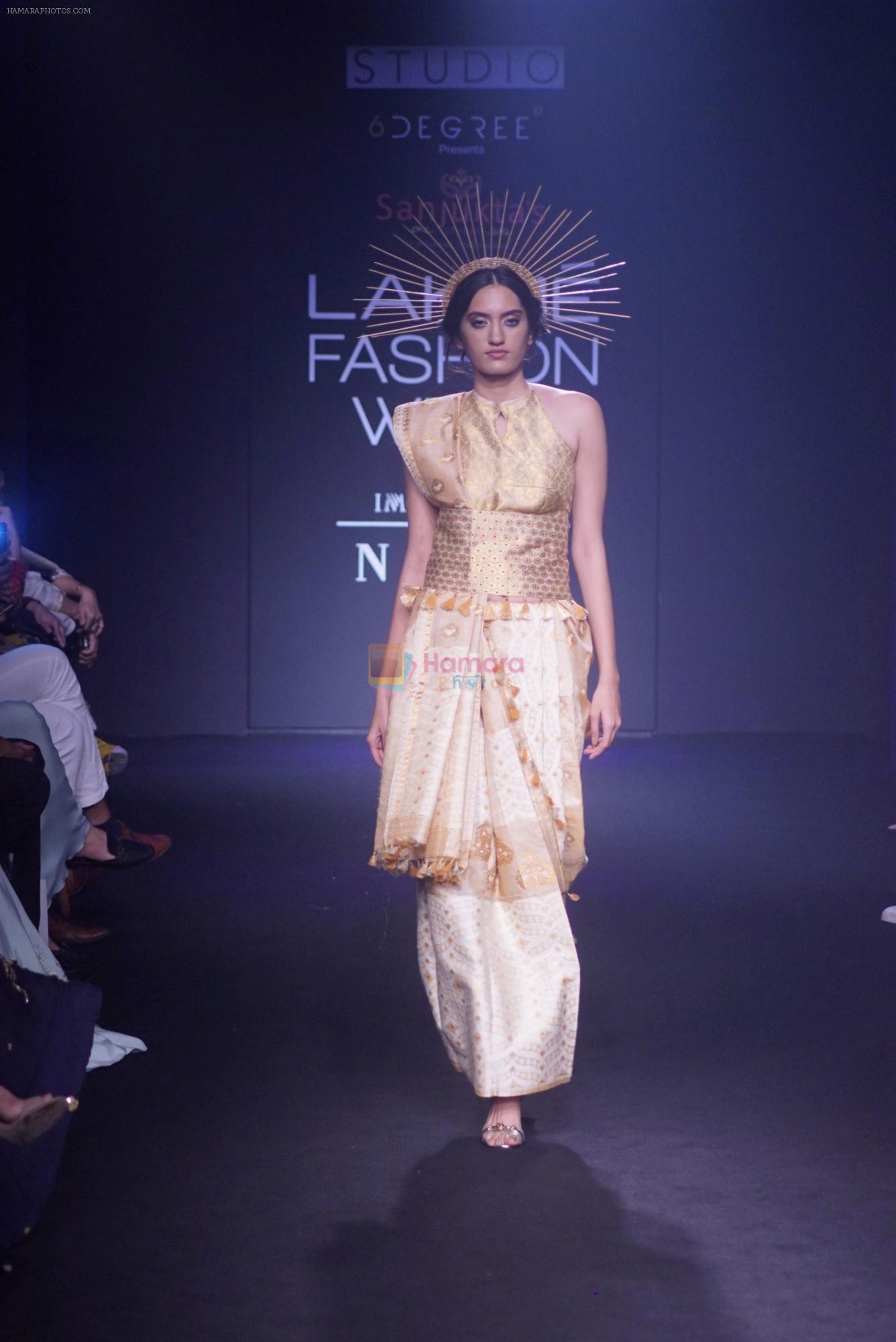 Model walk the ramp for 6 degree studio Show at lakme fashion week on 27th Aug 2018