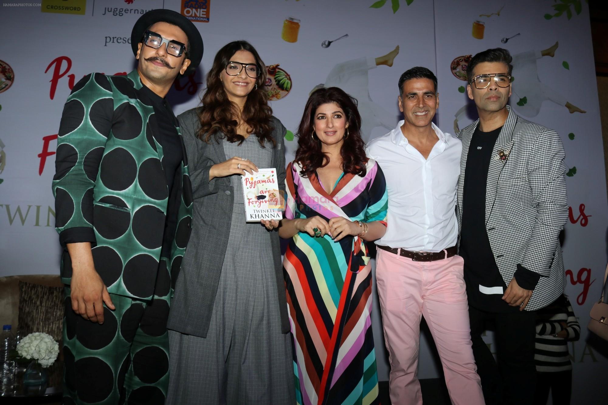 Akshay Kumar, Ranveer Singh, Sonam Kapoor, Twinkle Khanna, Karan Johar  at the Launch Of Twinkle Khanna's Book Pyjamas Are Forgiving in Taj Lands End Bandra on 7th Sept 2018
