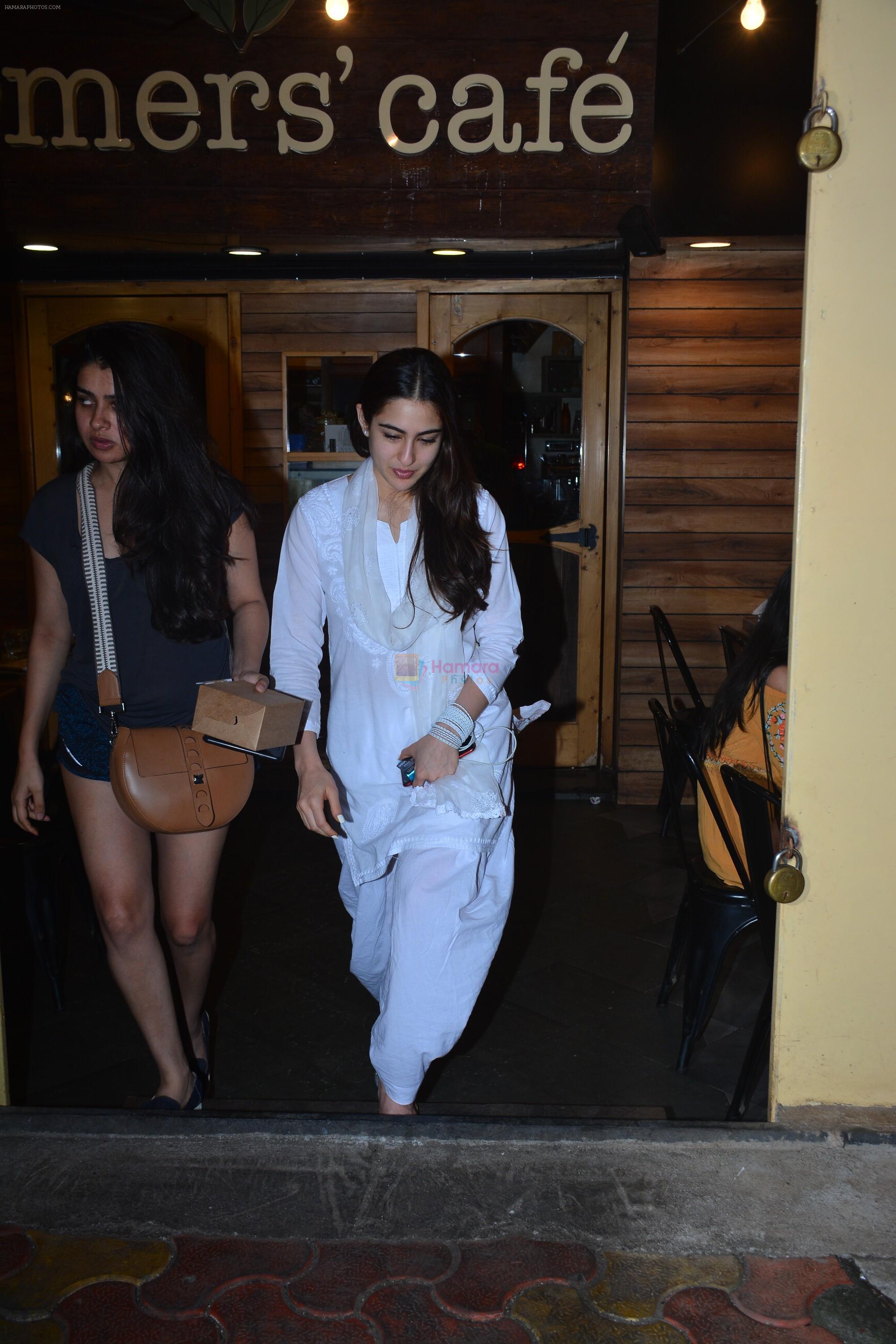 Sara Ali Khan spotted at Farmer's Cafe in bandra on 11th Sept 2018