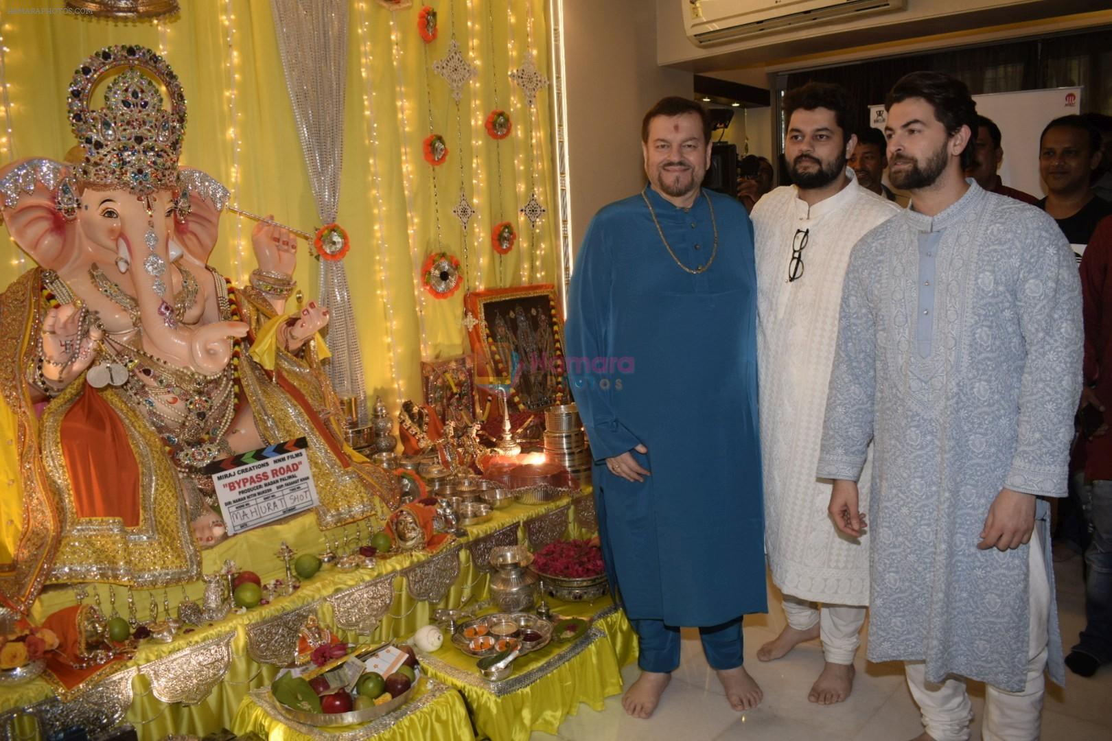 Neil Nitin Mukesh, Nitin Mukesh, Naman Nitin Mukesh celebrates Ganesh chaturthi & muhutat of his brother's directorial debut at his home in mumbai on 13th Sept 2018