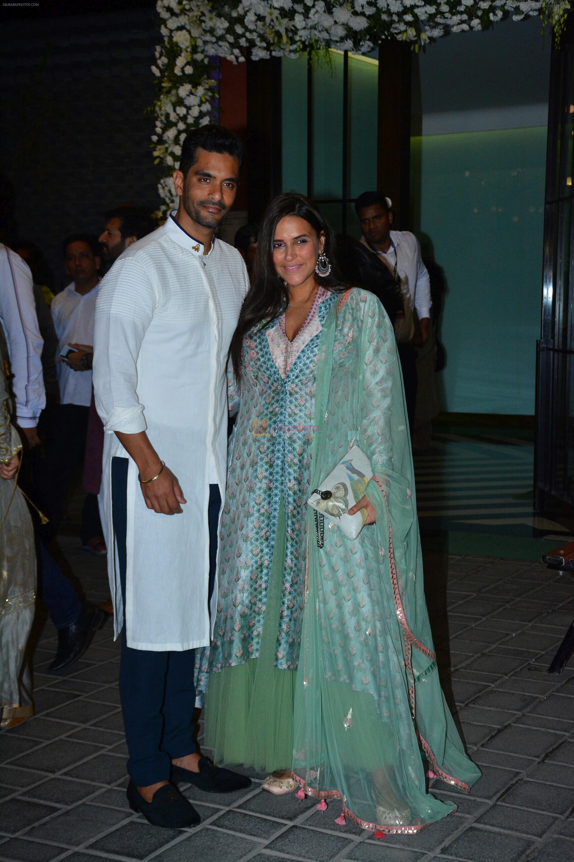 Neha Dhupia, Angad Bedi at Ganpati celebrations in Arpita Khan's home in khar on 13th Sept 2018