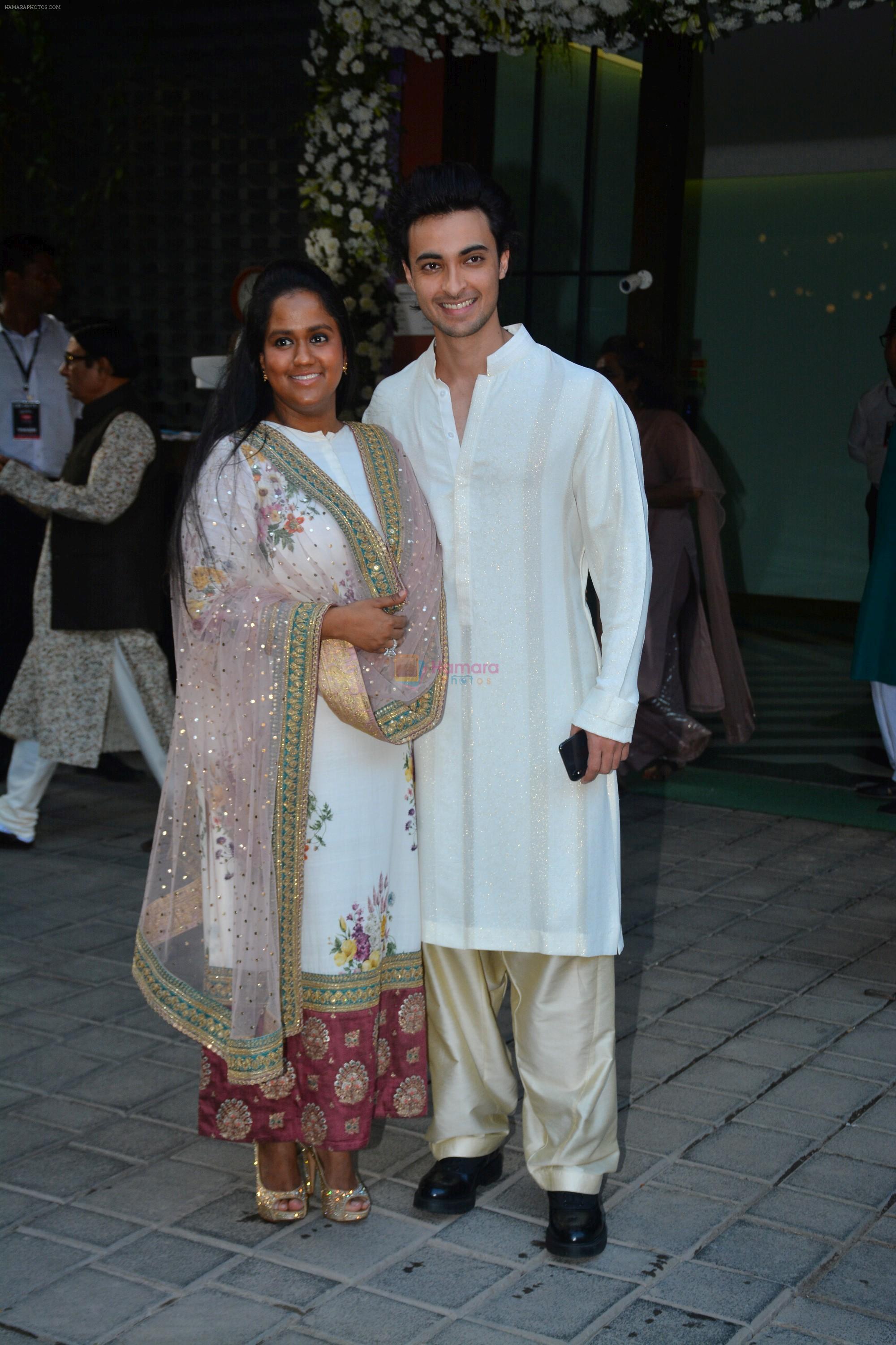 Arpita Khan, Aayush Sharma at Ganpati celebrations in Arpita Khan's home in khar on 13th Sept 2018