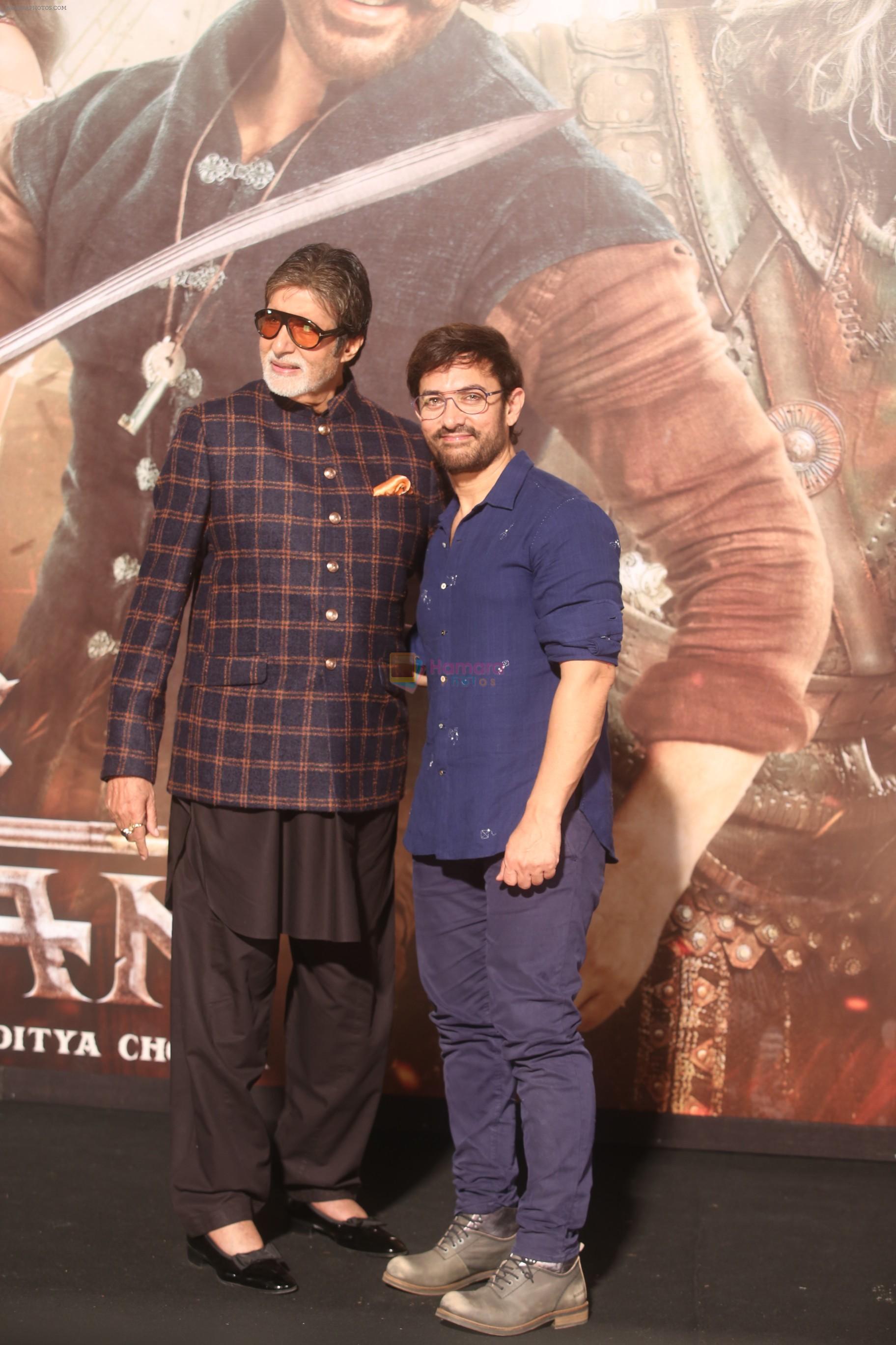 Amitabh Bachchan, Aamir Khan at the Trailer launch of film Thugs of Hindustan at Imax Wadala on 27th Sept 2018