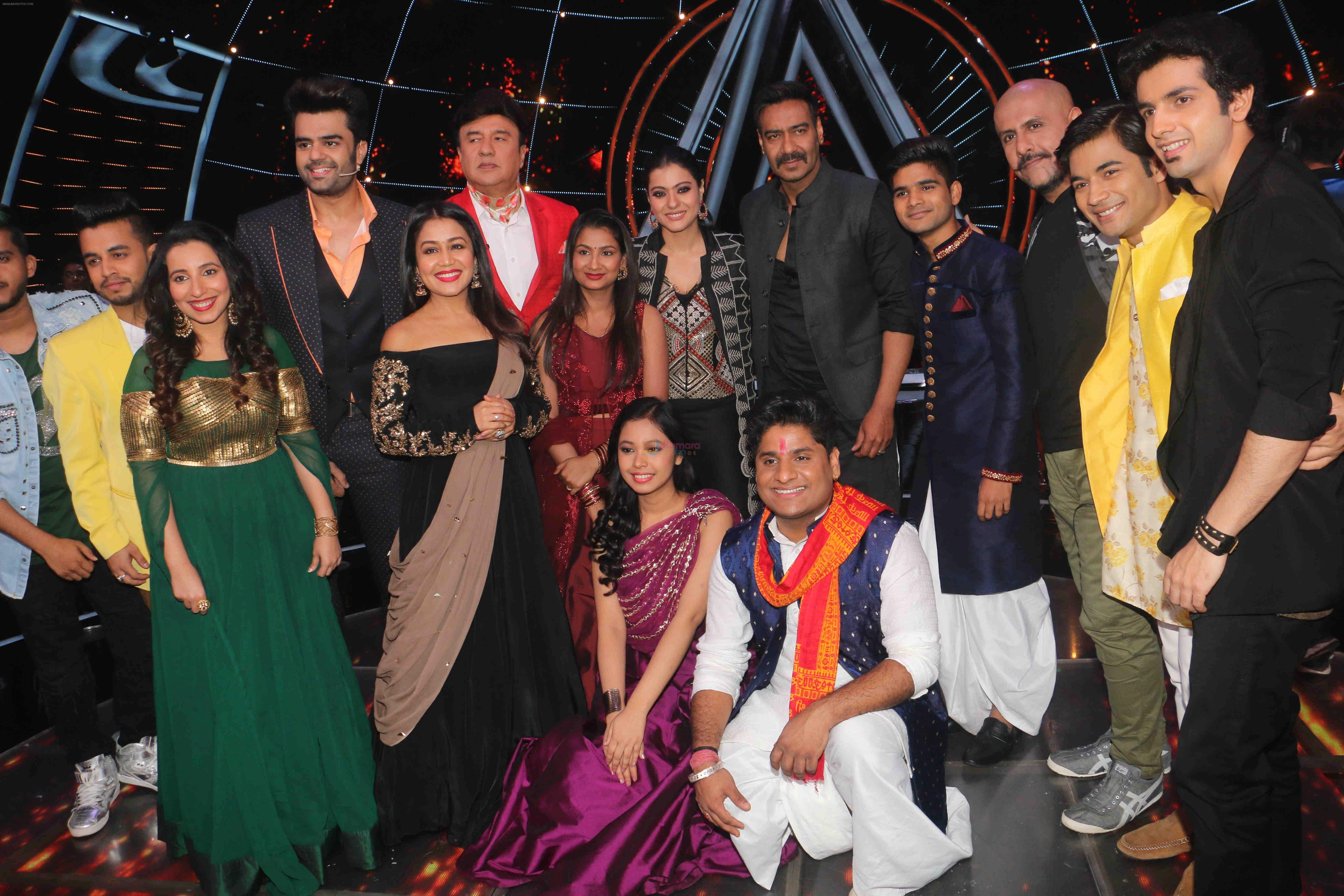 Ajay Devgan, Kajol on the sets of Indian Idol 10 at Yashraj studios in Andheri on 2nd Oct 2018