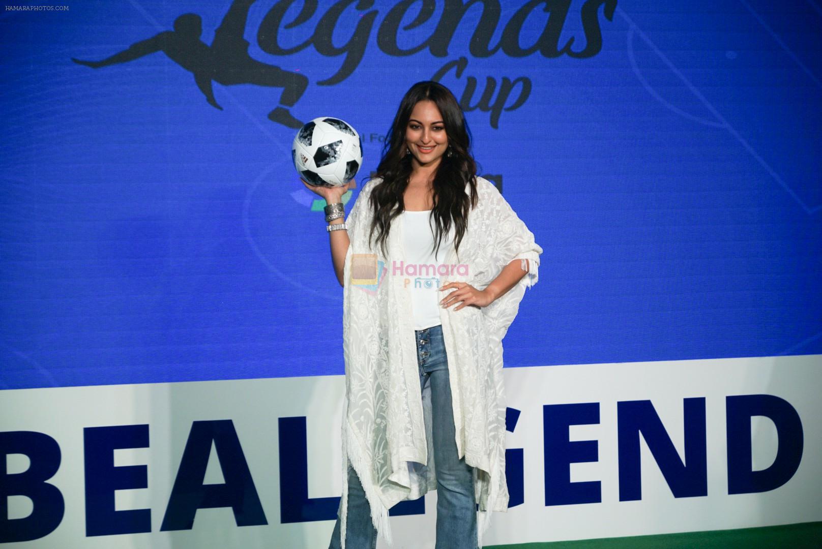 Sonakshi Sinha at the launch of india's largest corporate football tournament Legends Cup in Tote racecourse on 9th Oct 2018