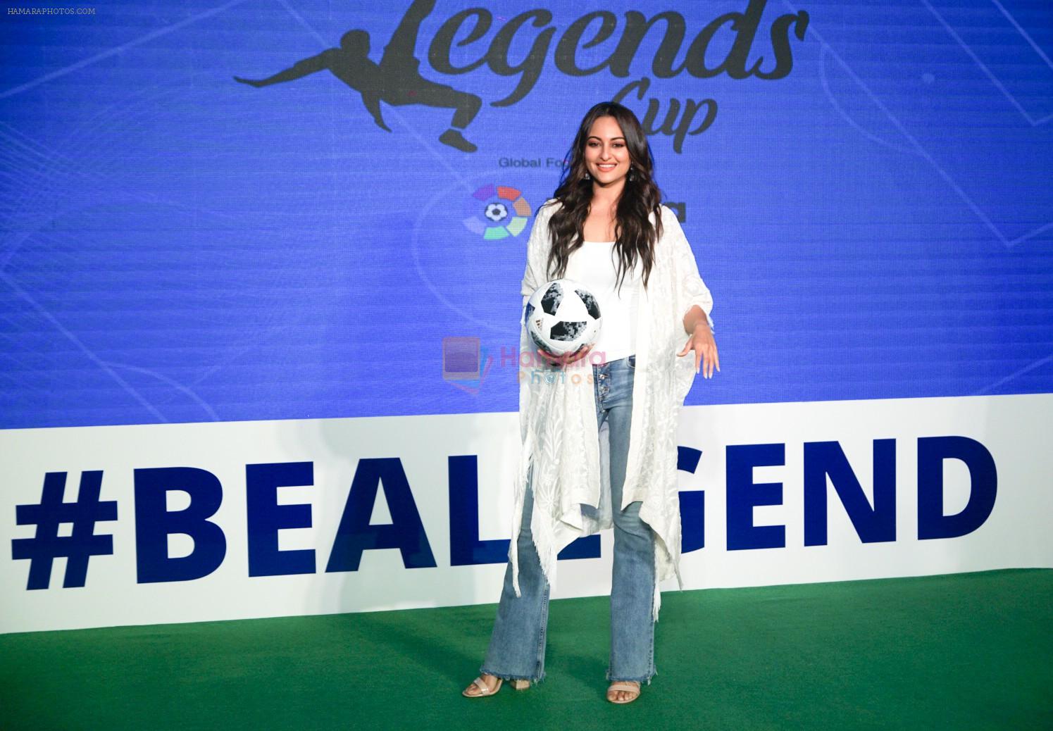 Sonakshi Sinha at the launch of india's largest corporate football tournament Legends Cup in Tote racecourse on 9th Oct 2018