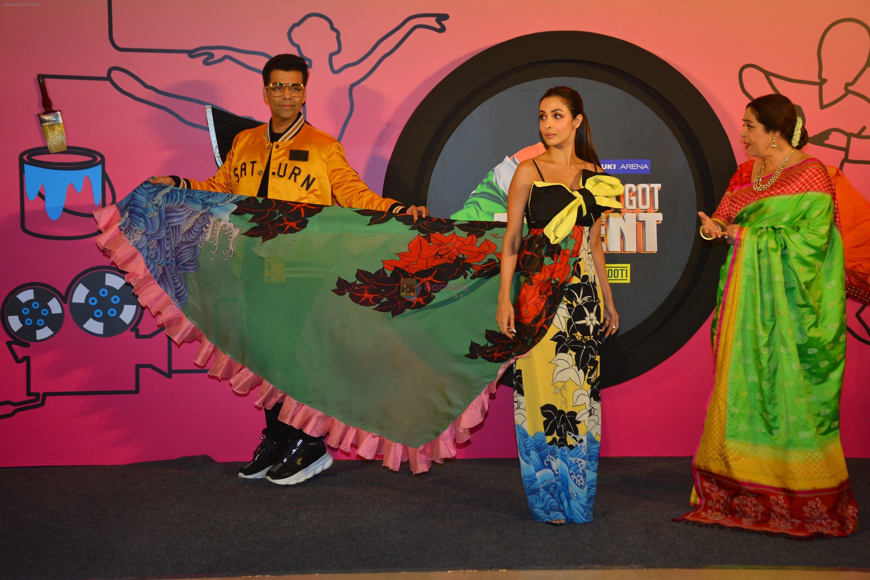 Malaika Arora, Kirron Kher, Karan Johar  at the Launch of India's got talent in Trident bkc on 14th Oct 2018