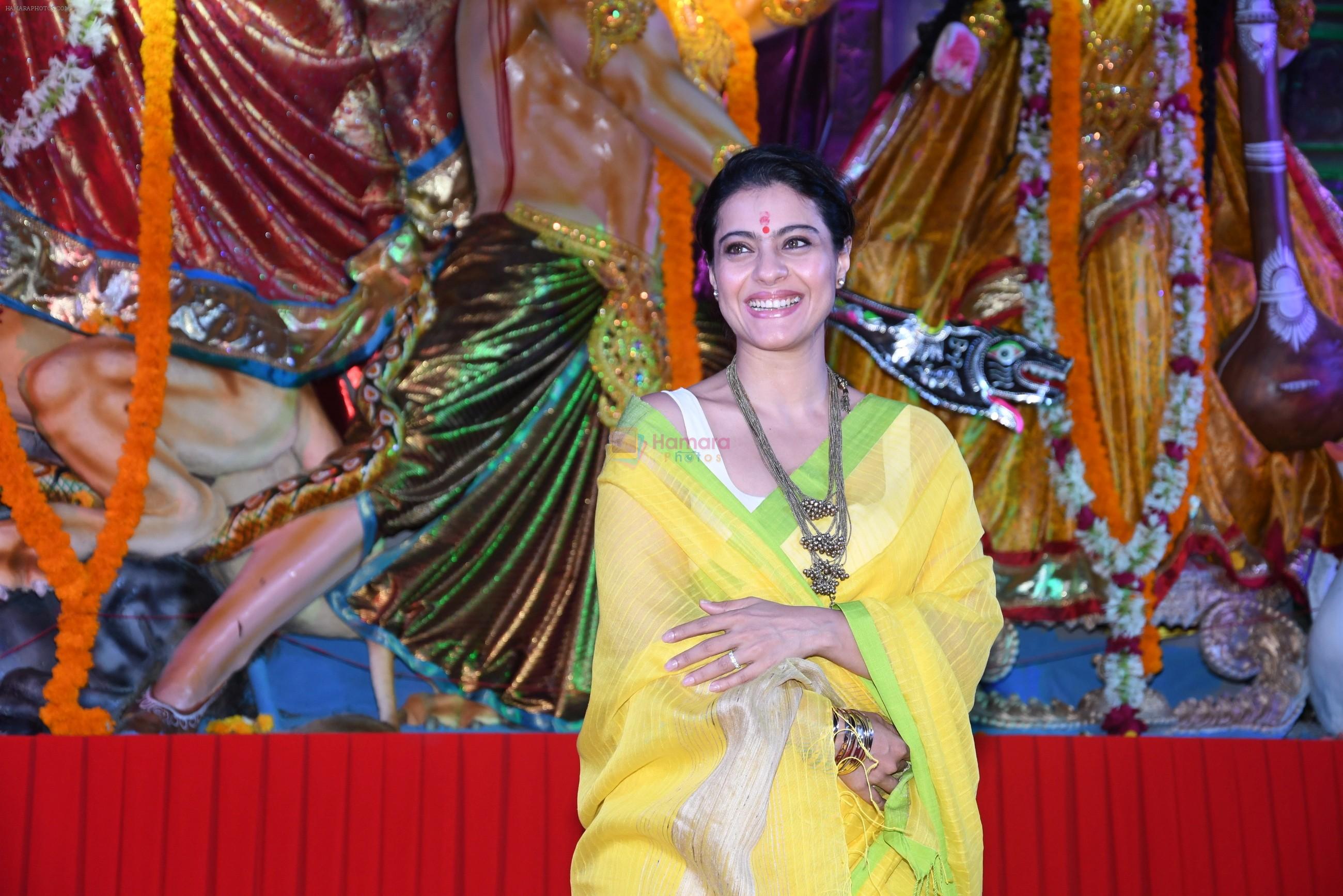 Kajol Devgan during the MAHA PANCHAMI PUJA & MURTI STHAPNA at the North Bombay Sarbojanin Durga Puja on 15th Oct 2018