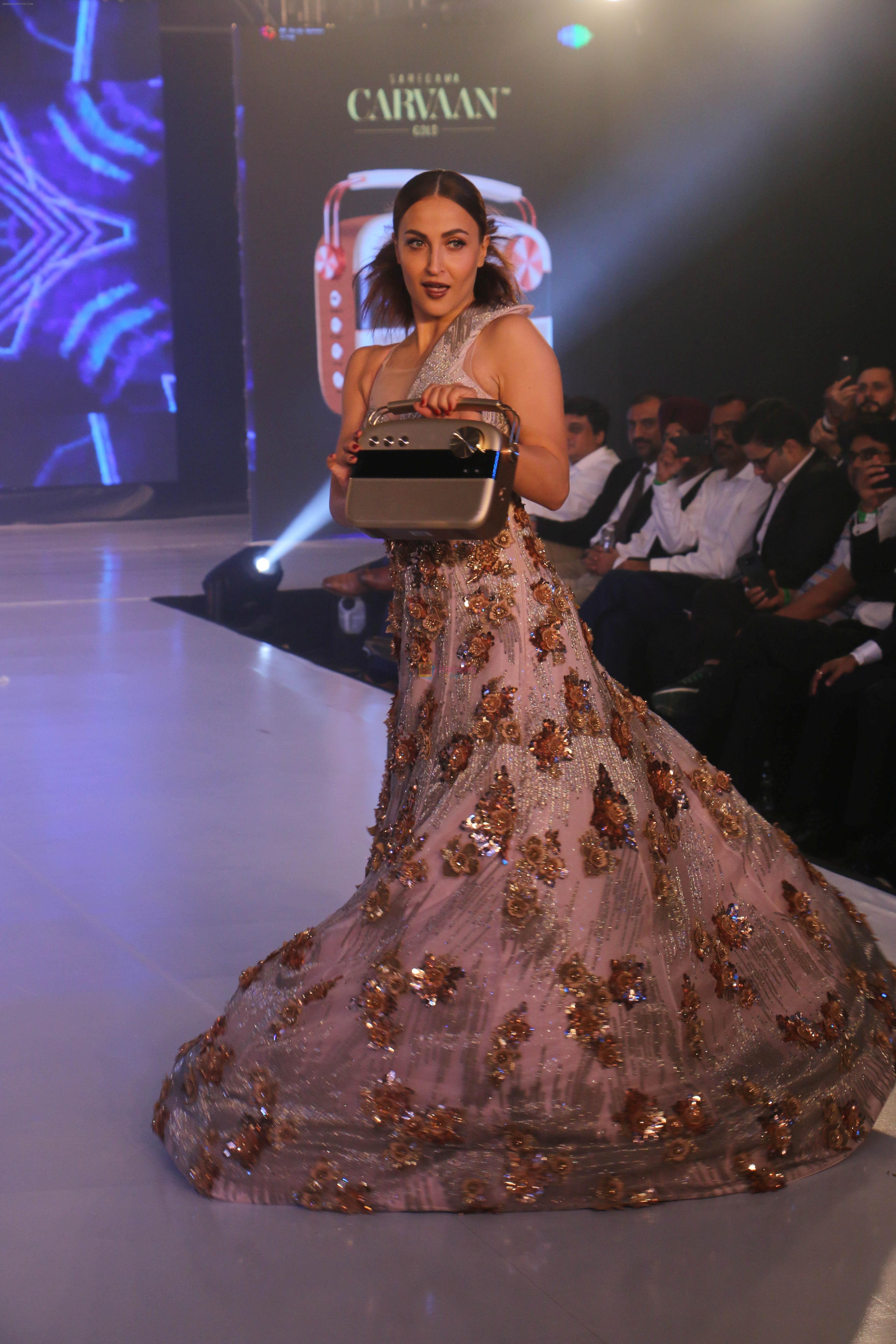 Elli Avram walk the ramp during the Exhibit Tech Fashion tour in jw marriott juhu on 18th Oct 2018