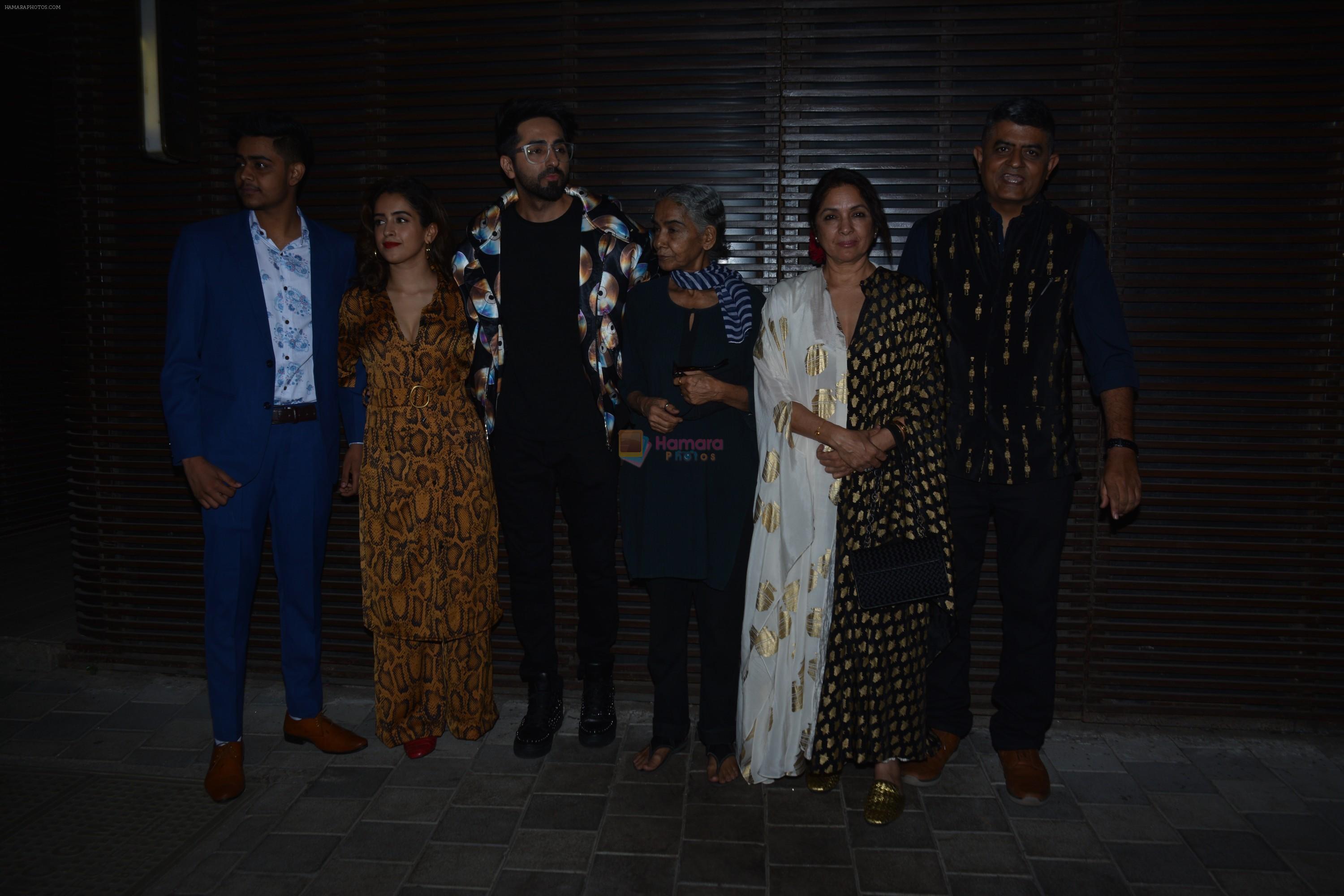 Sanya Malhotra,Ayushmann Khurrana, Neena Gupta, Gajraj Rao, Amit Sharma, Neena Gupta, Surekha Sikri at the Success party of film Badhaai Ho in Estella juhu on 30th Oct 2018